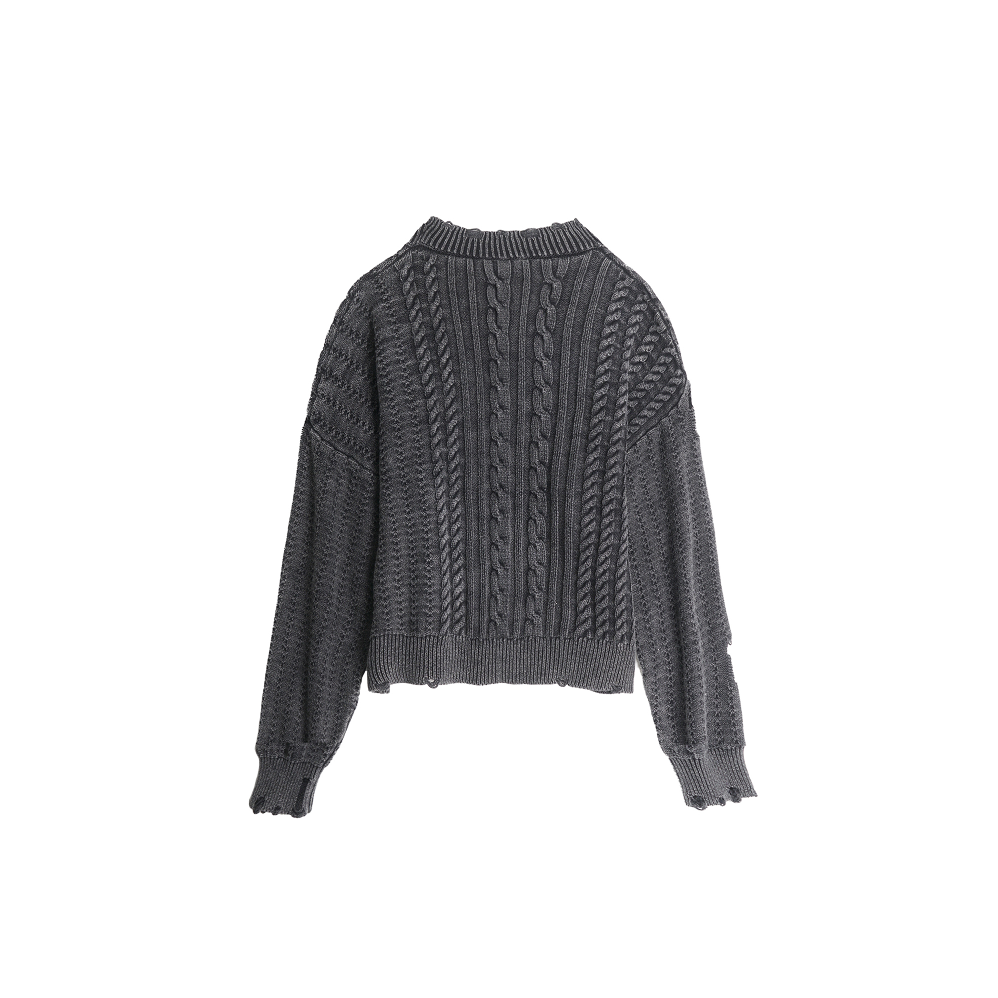 LUUUCAM Ribbed Distressed Button-Up Knit-Sweater-S(Preorder)-Free Shipping Leatheretro
