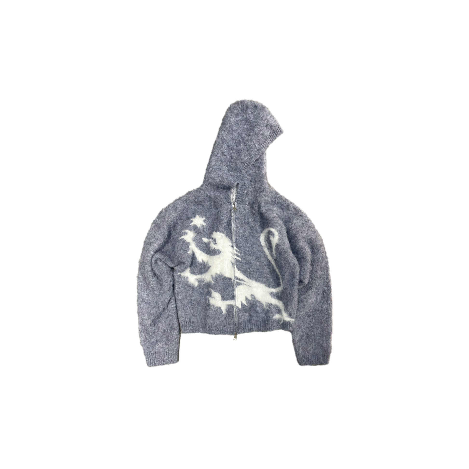 LUUUCAM Faux Mink Jacquard Dual-Zip Hooded Cardigan-Jacket-S-Free Shipping Leatheretro