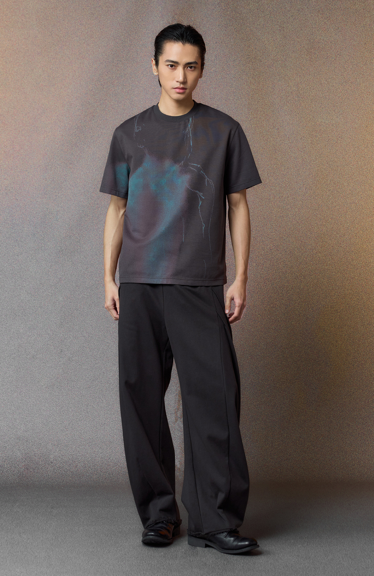 ALVNG AR ANTS Curved-Leg Pleated Raw-Hem Sweatpants-Pants-S-Free Shipping Leatheretro