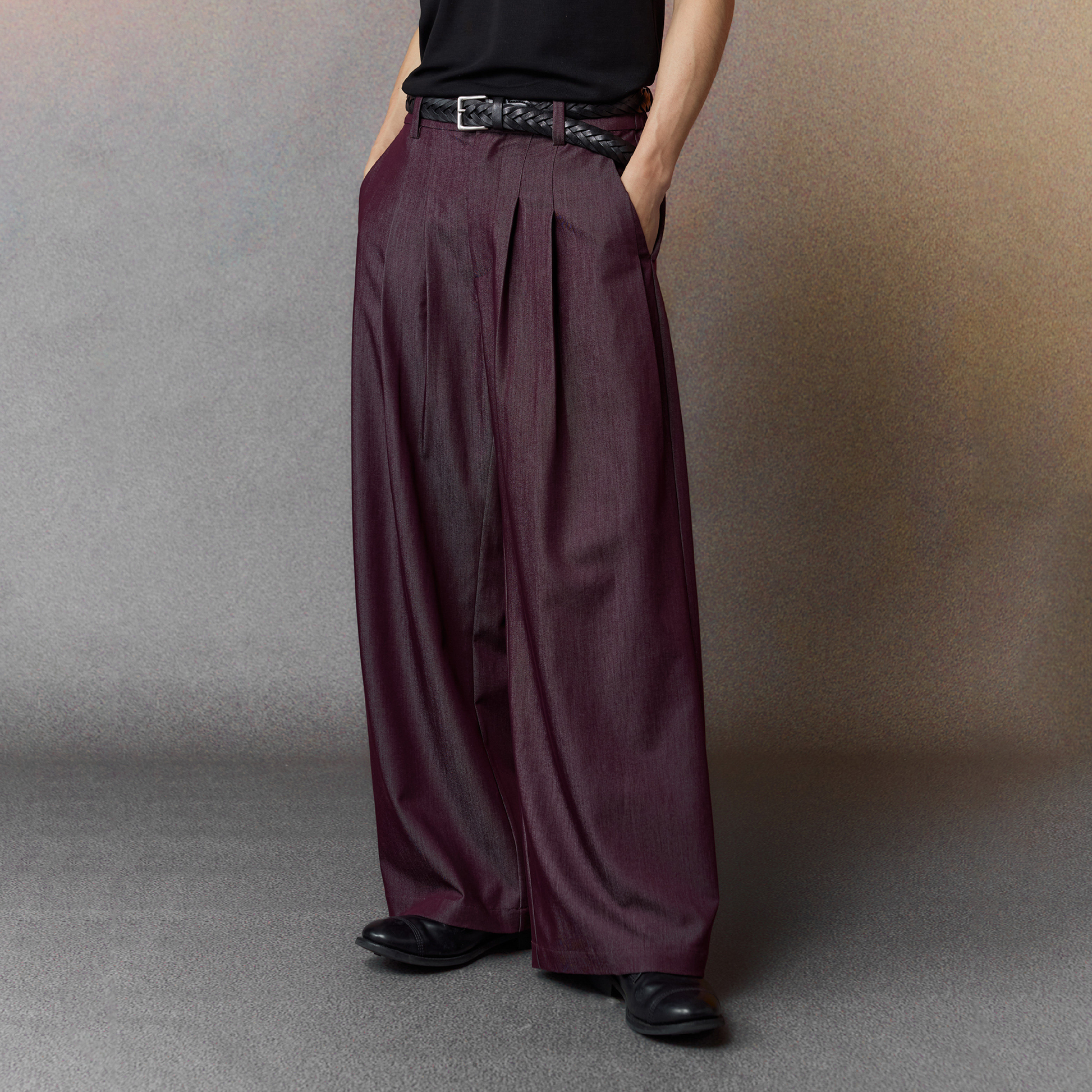 ALVNG AR ANTS Multi-Pleat Straight-Leg Trousers-Pants-XS (Preorder)-Black-Free Shipping Leatheretro