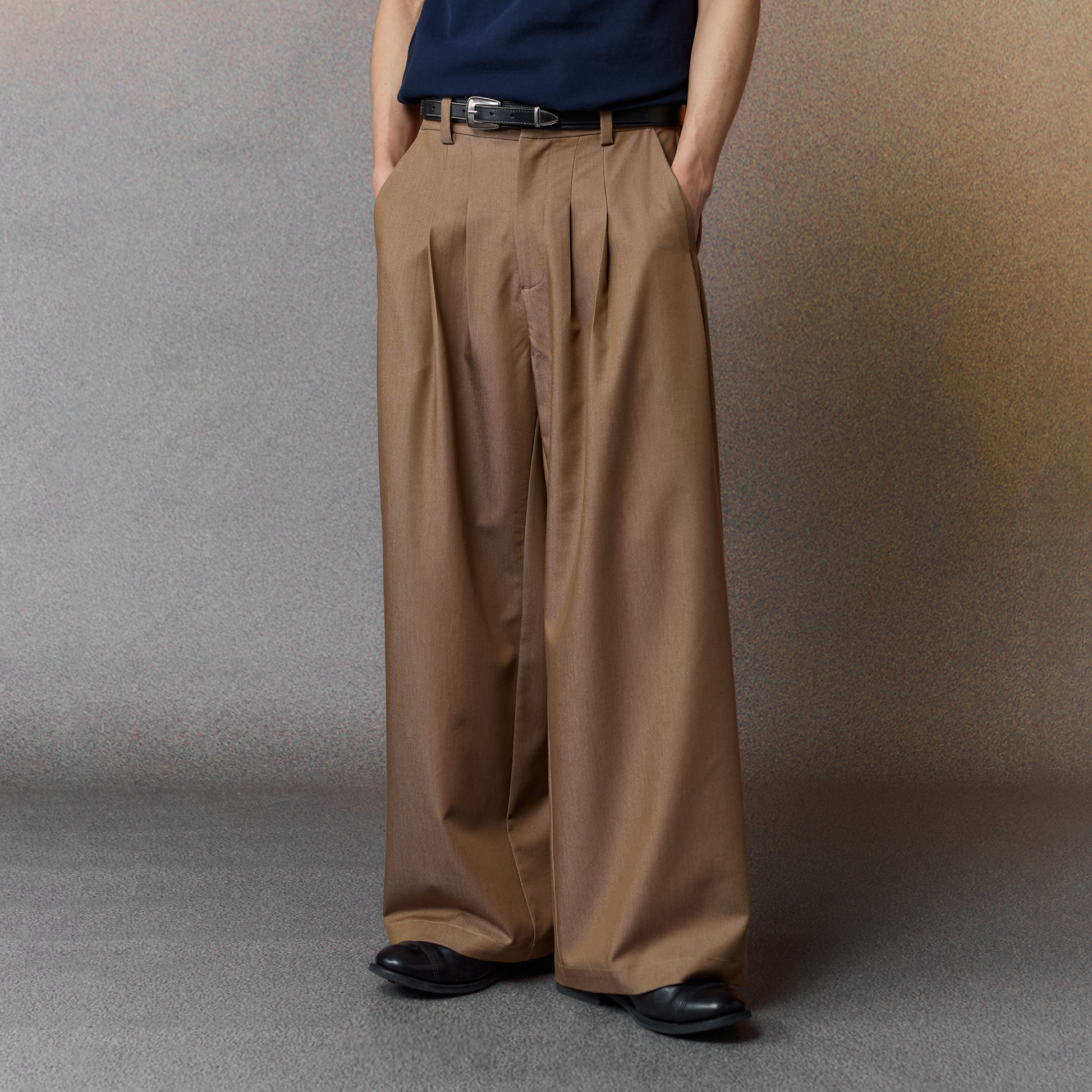 ALVNG AR ANTS Multi-Pleat Straight-Leg Trousers-Pants-XS (Preorder)-Black-Free Shipping Leatheretro