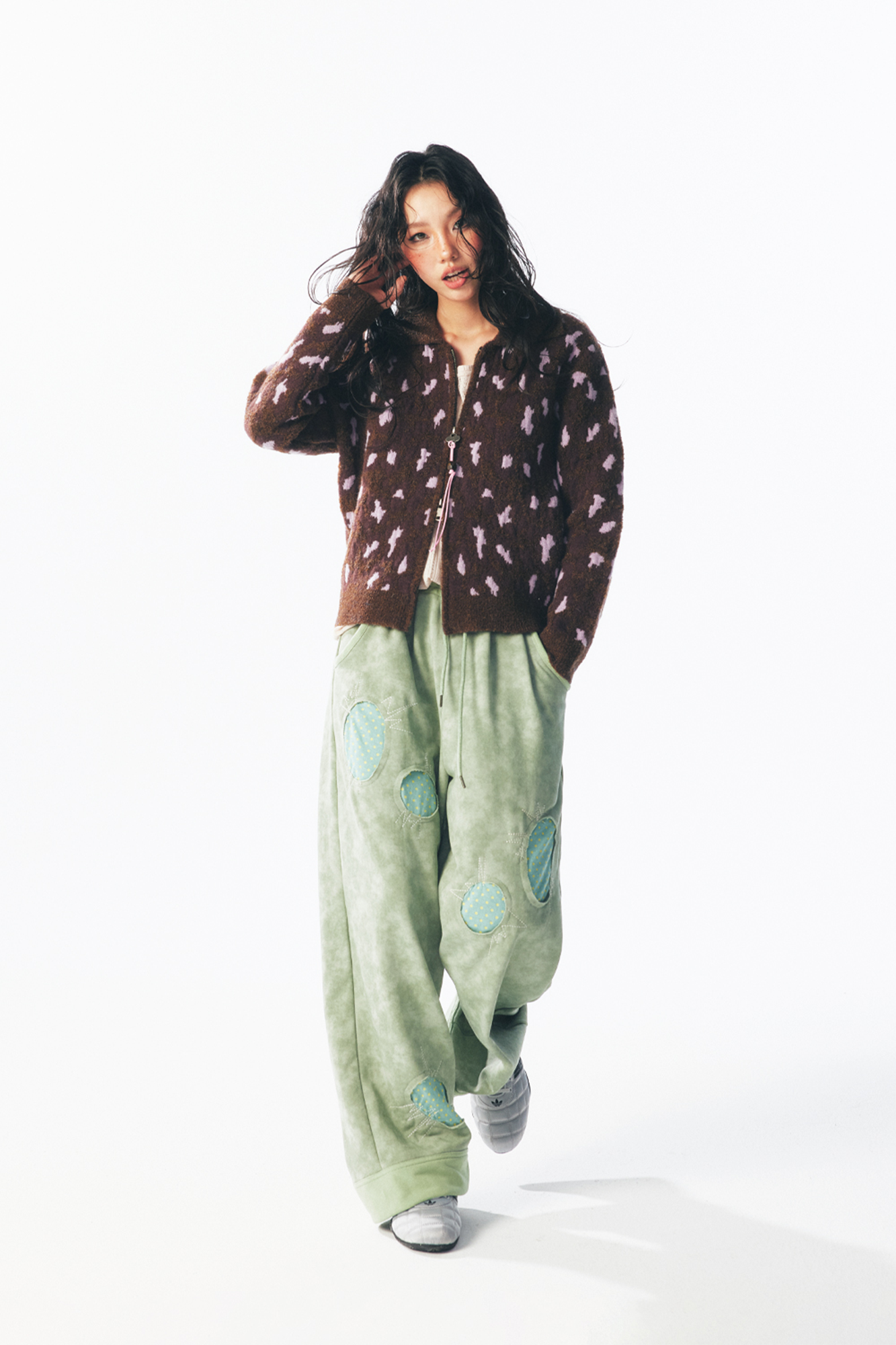 1997 POSTOFFICE Fuzzy Strawberry-Leopard Dual-Zip Knit Jacket-Jacket-S (Preorder)-Free Shipping Leatheretro