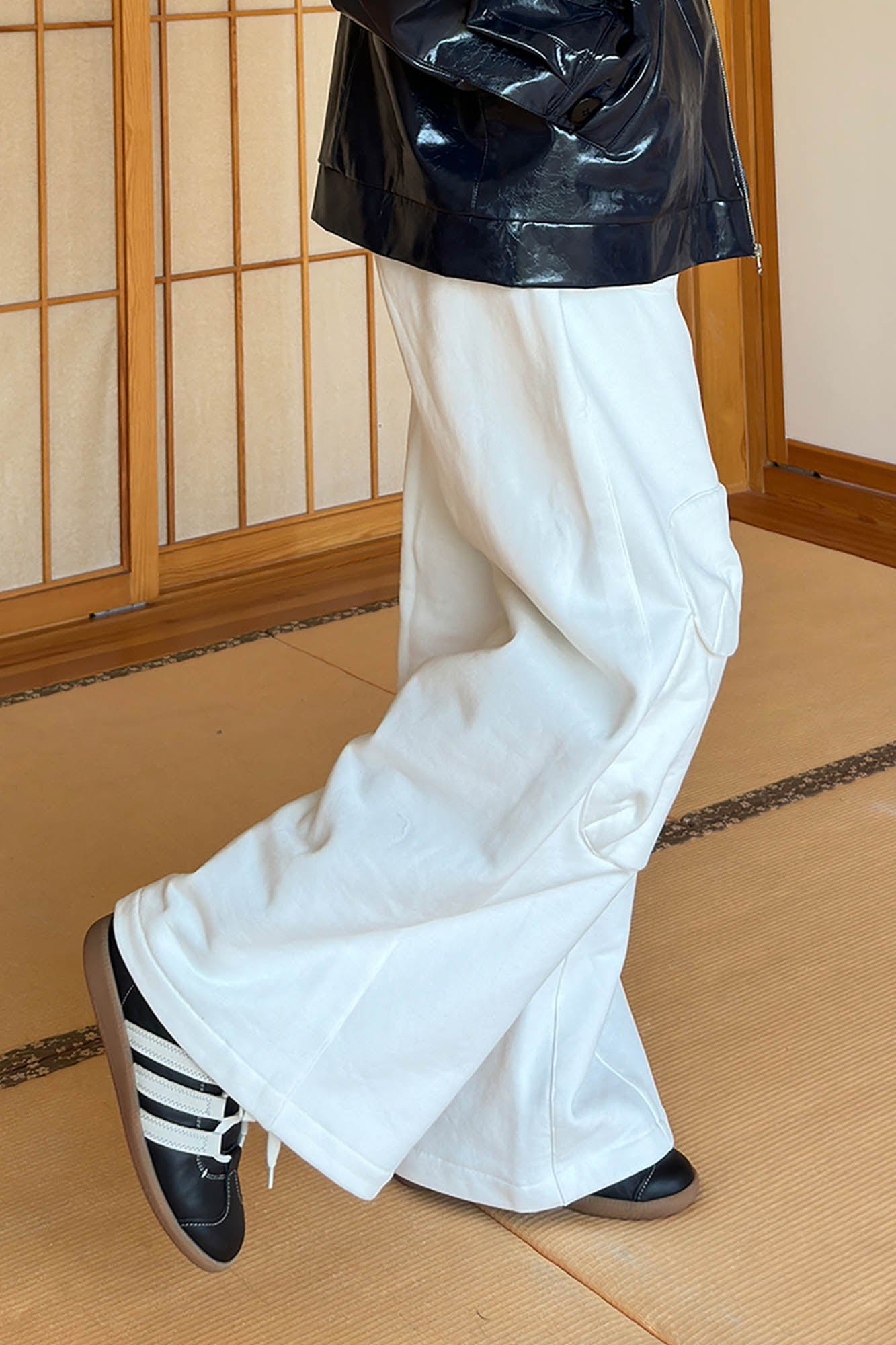 MIICHOUS Wide-Leg Cargo Sweatpants-Pants-S-Black-Free Shipping Leatheretro