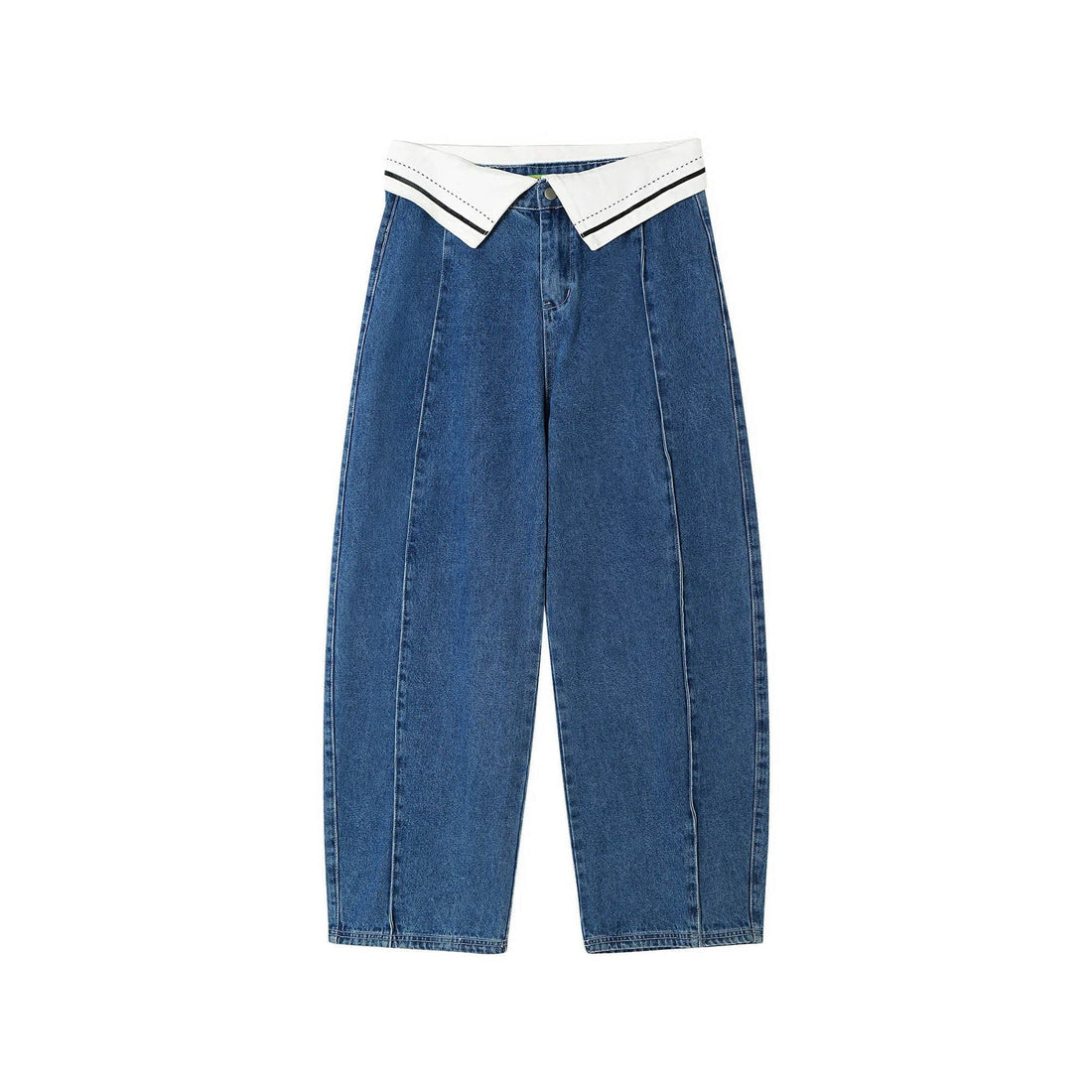 CLP Folded-Waist Spliced Jeans-Pants-S-Free Shipping Leatheretro