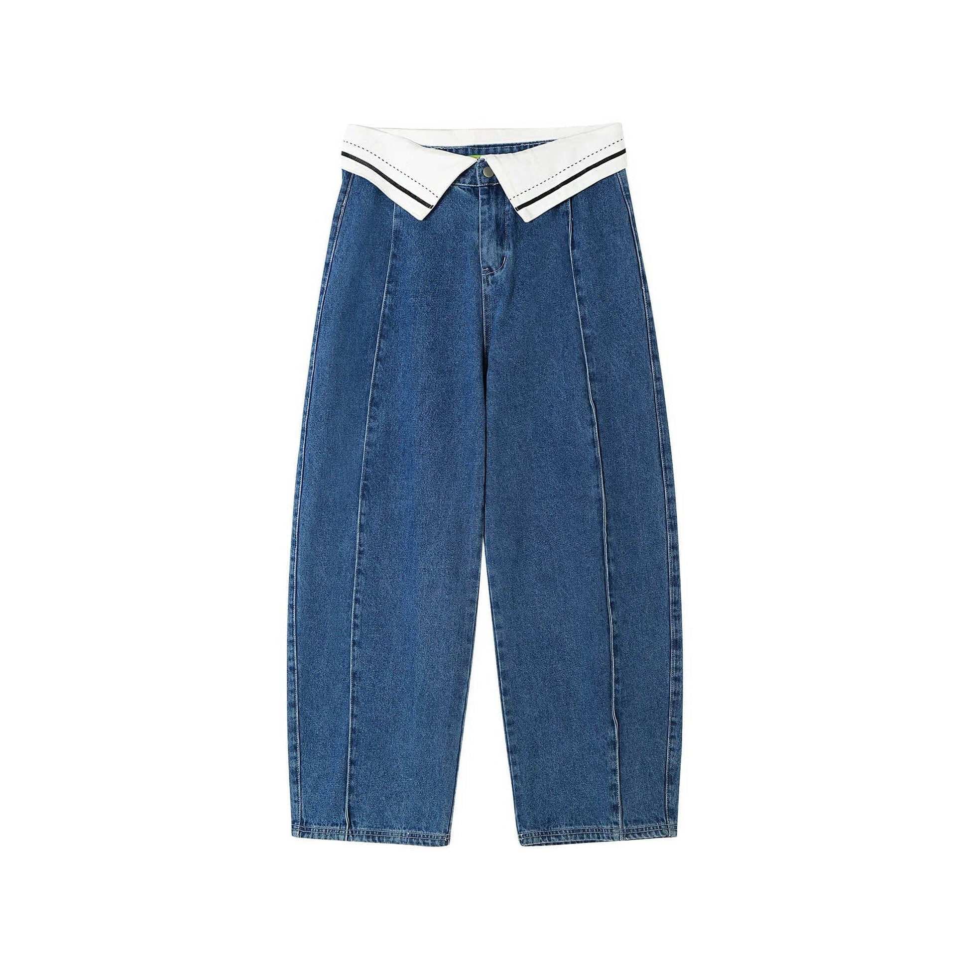 CLP Folded-Waist Spliced Jeans-Pants-S-Free Shipping Leatheretro