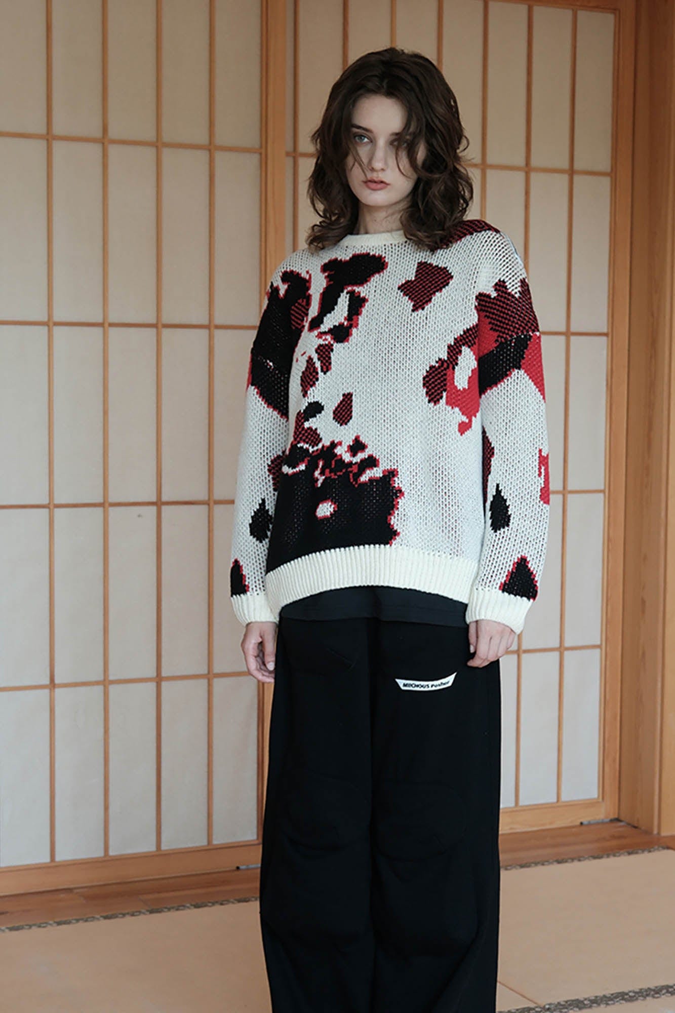 MIICHOUS Annan Lake Abstract Crewneck Sweater-Sweater-S-White-Free Shipping Leatheretro