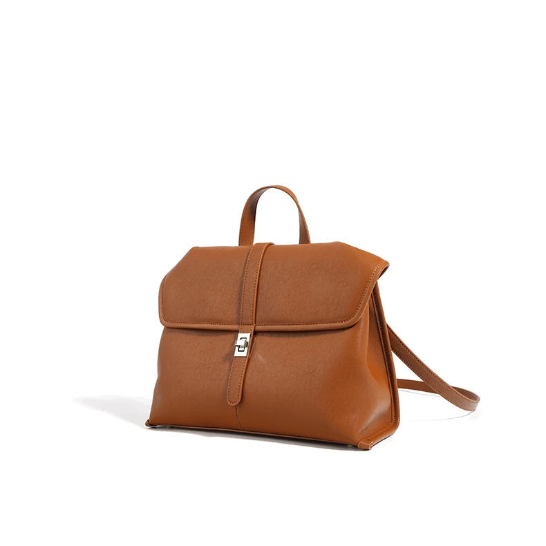 Genuine Leather Women’s Shoulder Bag – Large Capacity Retro Crossbody Handbag-Handbags, Wallets & Cases-Brown-Free Shipping Leatheretro