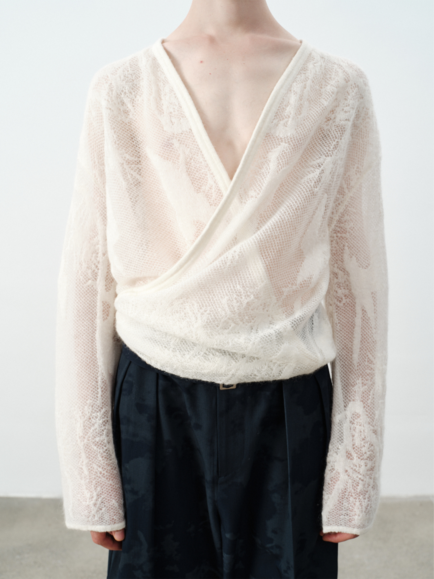 GRAINMUSTARD Alpaca Openwork Jacquard Wrap Long-Sleeve Tee-L/S Tee-One Size-Free Shipping Leatheretro