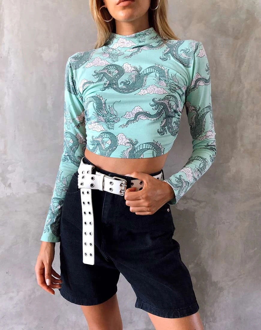 Sexy Midriff Baring Long Sleeves T Shirts for Women-Shirts & Tops-2-S-Free Shipping Leatheretro