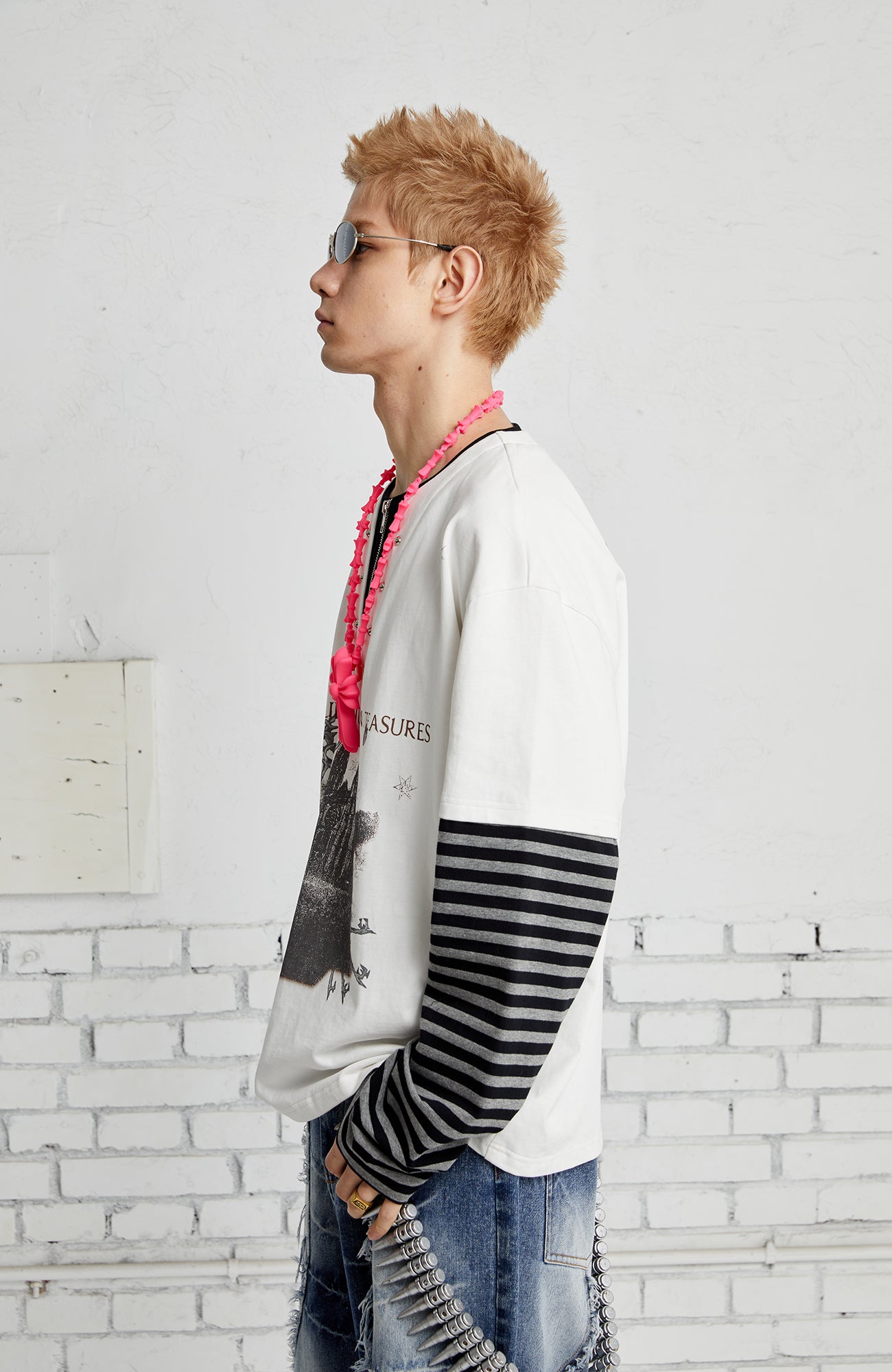 PASET Layered Stripe Graphic Long-Sleeve Tee-L/S Tee-XS-Black-Free Shipping Leatheretro