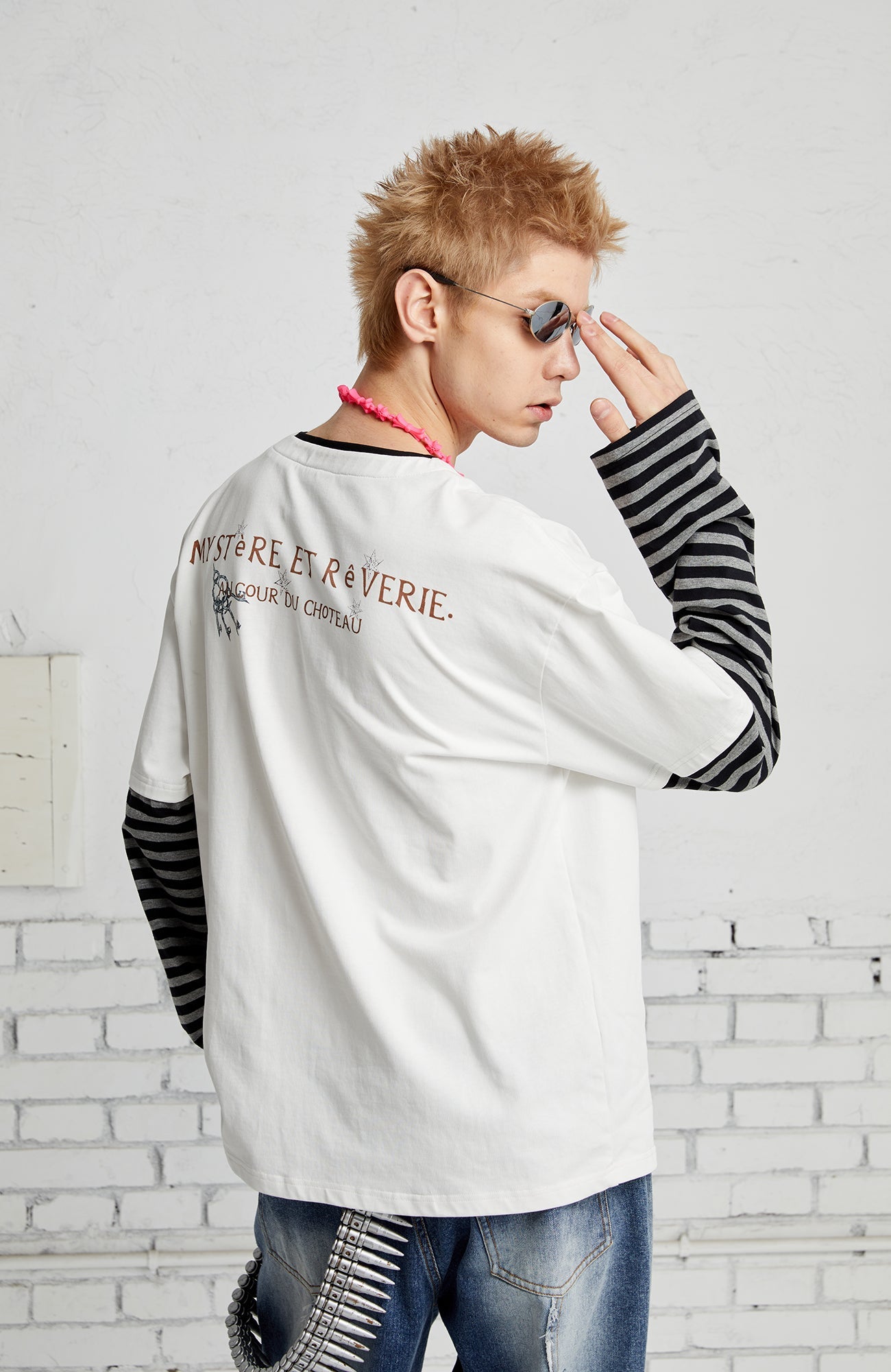 PASET Layered Stripe Graphic Long-Sleeve Tee-L/S Tee-XS-Black-Free Shipping Leatheretro