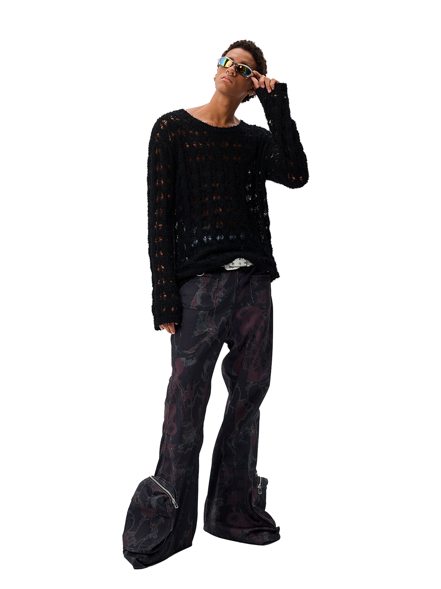 CYCYCY Punk Open-Knit Distressed Sweater-Sweater-S-Black (Preorder)-Free Shipping Leatheretro
