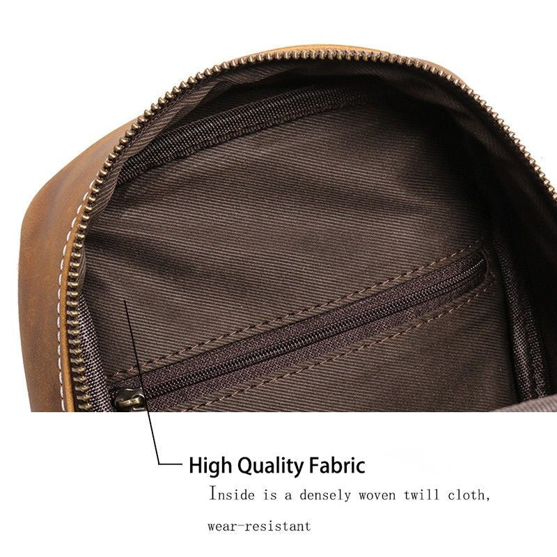 European and American Men's Crazy Horse Leather Crossbody Chest Bag-Chest Bags-Black-Free Shipping Leatheretro