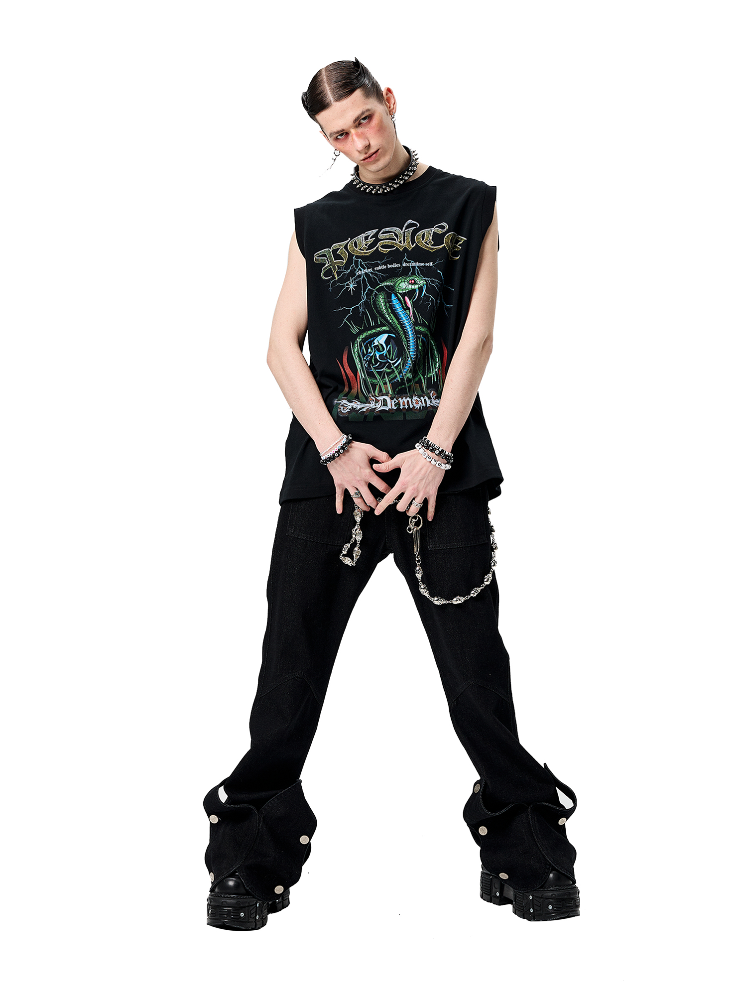 ERISSTOFF Sepultura Cobra Graphic Oversized Tank Top-Tank Top-S-Free Shipping Leatheretro
