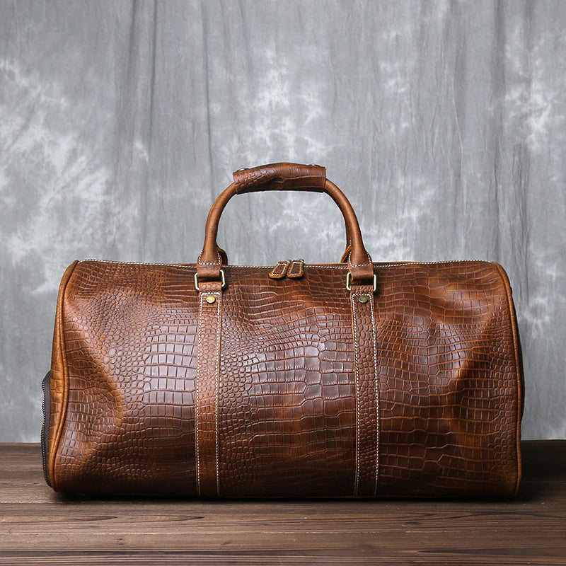 Genuine Leather Travel Bag with Shoe Pocket Travel Duffle-Duffle Bags-Black-Free Shipping Leatheretro