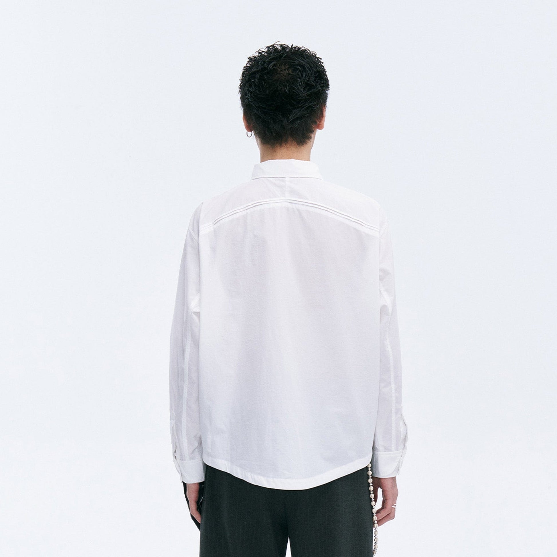 CATSSTAC Layered Seamline Floral Embroidered Shirt-Shirt-Black-M-Free Shipping Leatheretro