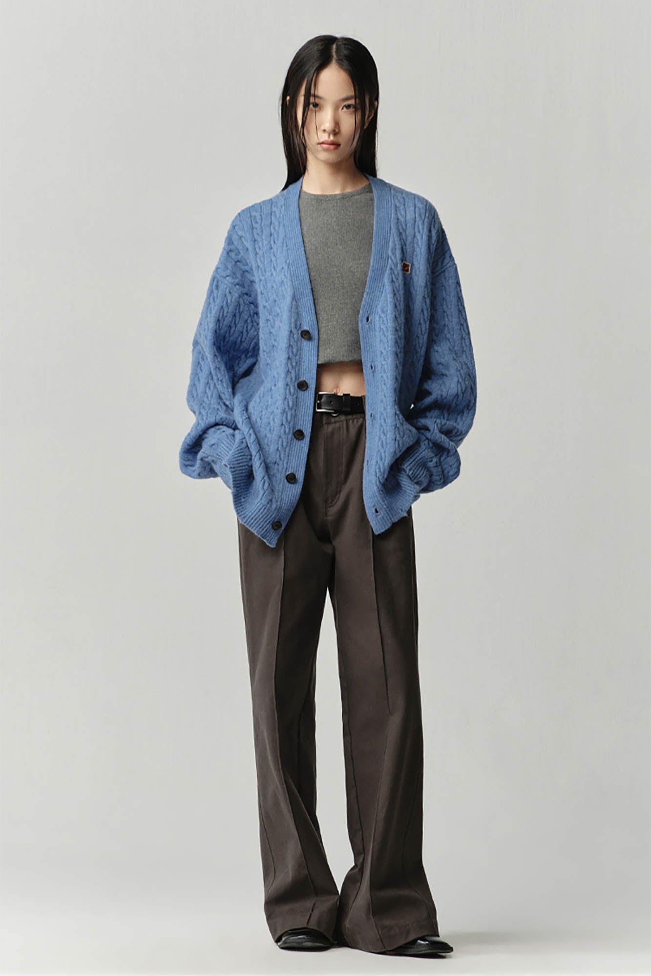 OPICLOTH Cable-Knit V-Neck Button-Up Cardigan-Jacket-XS-Pink-Free Shipping Leatheretro