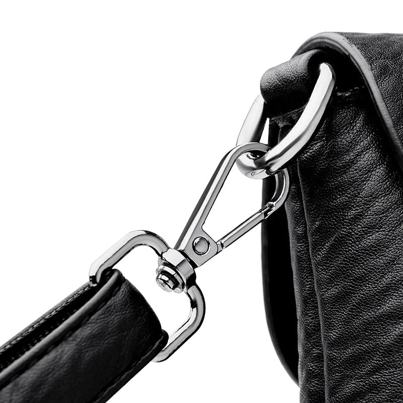 Small Crossbody Phone Bag Flap Purse for Women-Messenger Bag-Black-Free Shipping Leatheretro