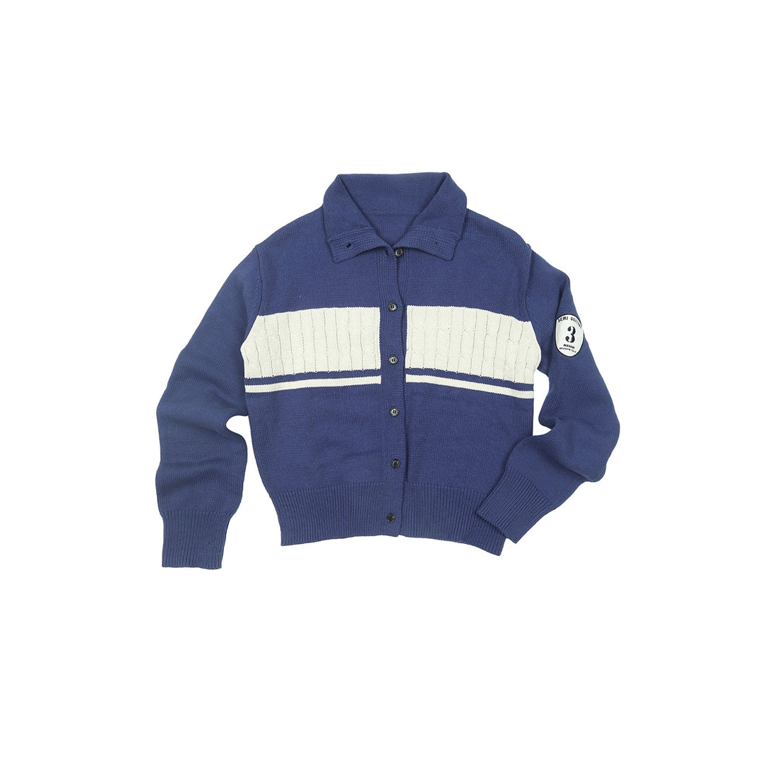 TRECLUB Retro Collegiate Cable-Knit Cardigan-Jacket-S (Preorder)-Free Shipping Leatheretro