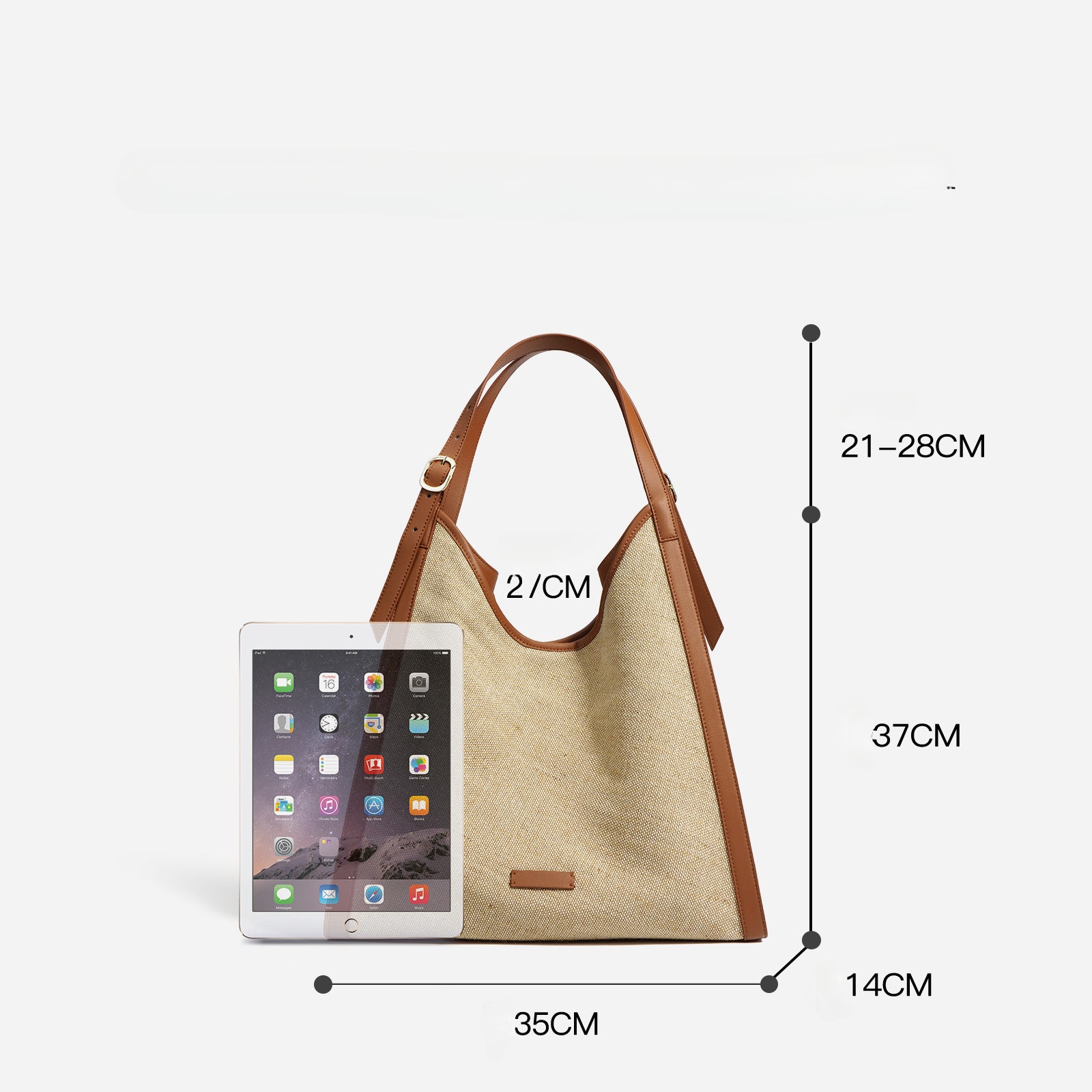 Oversized Boho Cotton Linen Tote Bag – Minimalist Shoulder Bag for Women-flax brown-Free Shipping Leatheretro