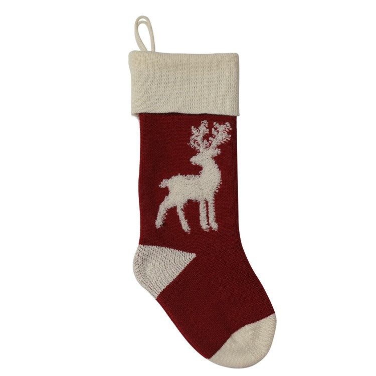 Elk Candy Bag Christmas Hanging Socks for Gifts 2pcs/set-Socks-Red + White-Free Shipping Leatheretro