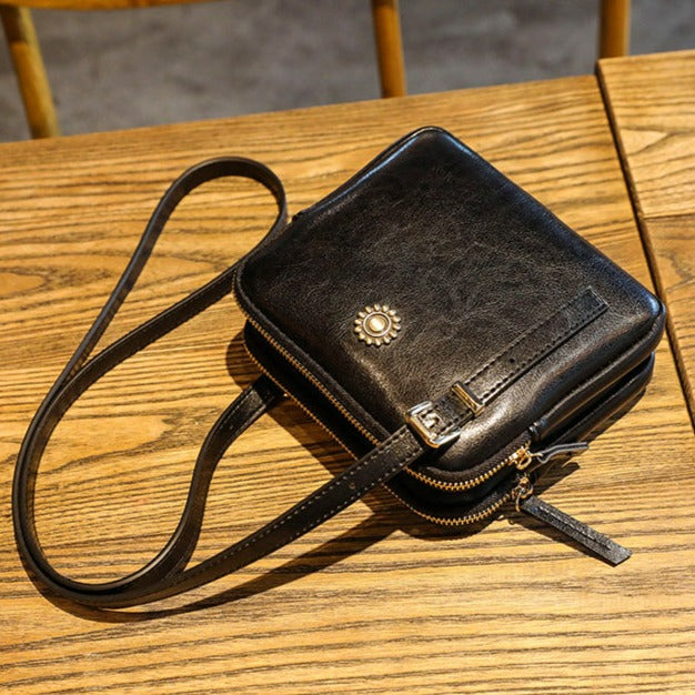 Vintage Style Square Shoulder Bag-Handbags-Black-Free Shipping Leatheretro
