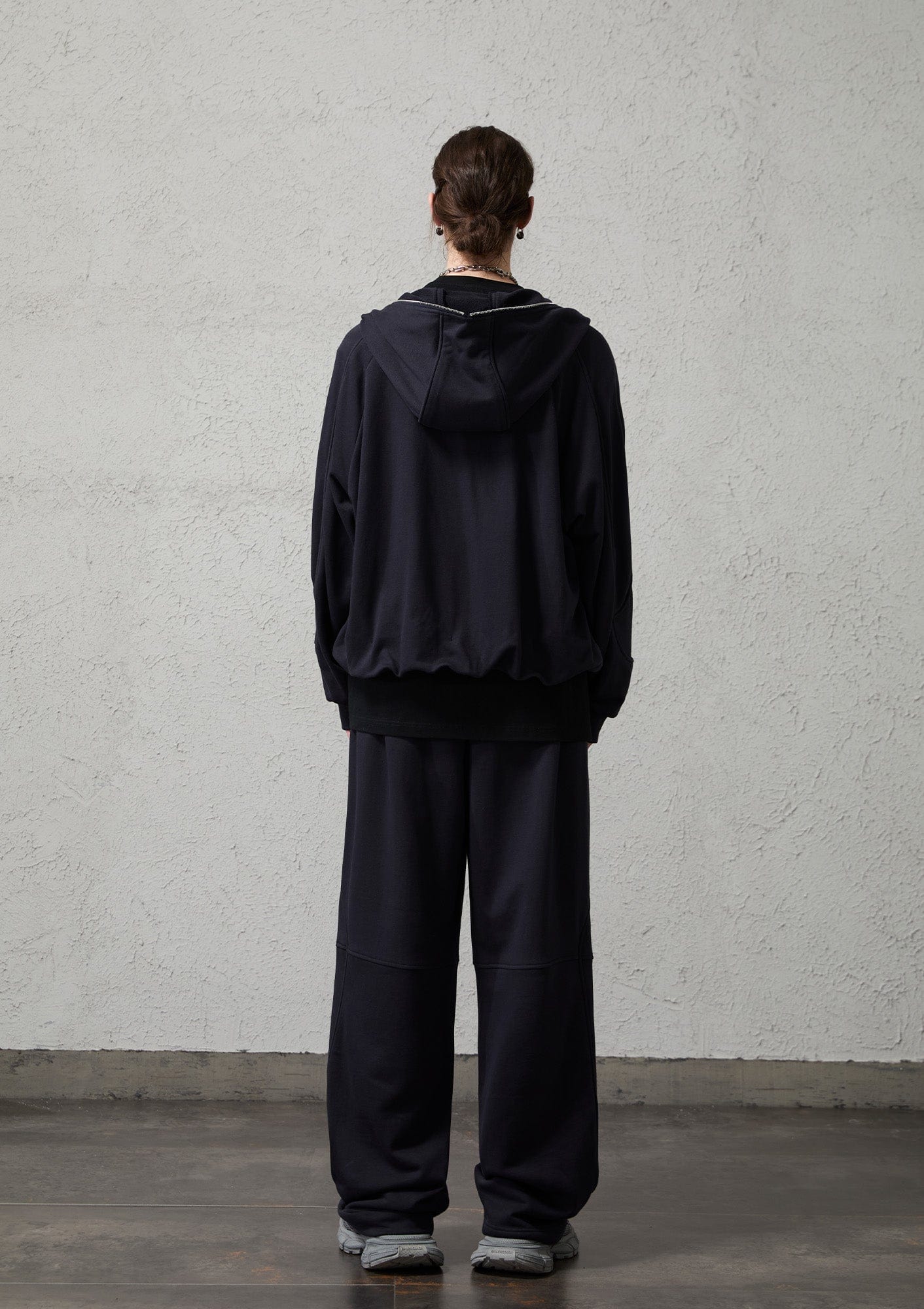 ORGANIC EMOTION Structured Panelled Oversized Sweatpants-Pants-Dark Blue-S-Free Shipping Leatheretro