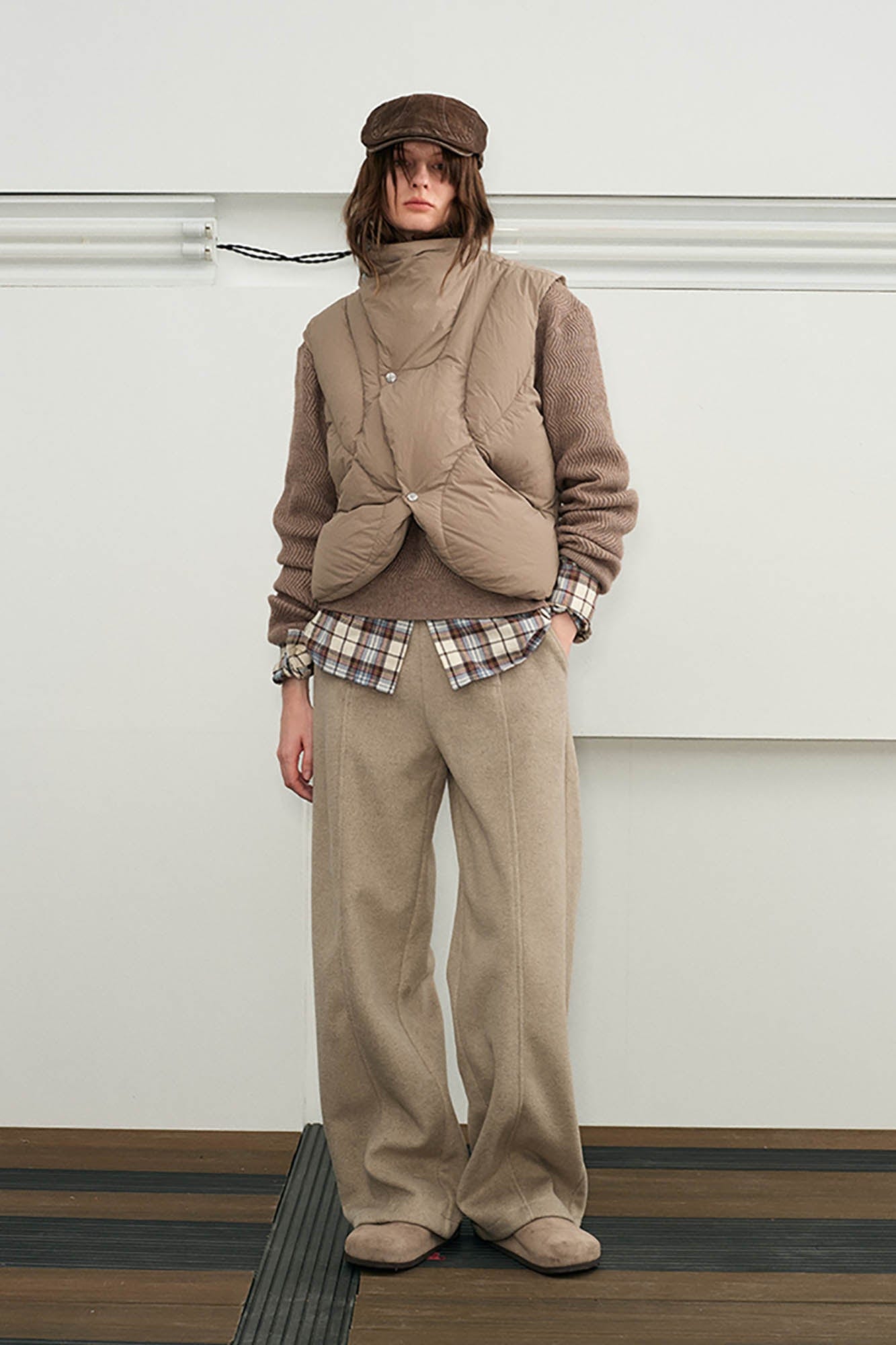 KREATE Asymmetrical Quilted Down Vest-Vest-S-Brown-Free Shipping Leatheretro