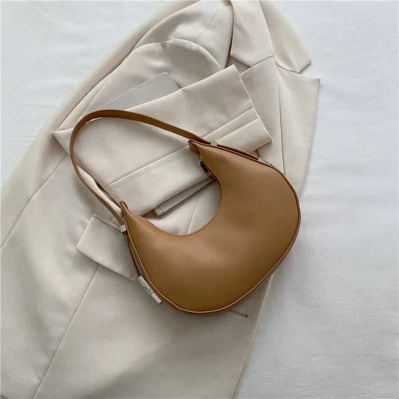 Underarm Bag - One Shoulder French Niche Crescent Shape Handbag for Women-Handbags-Brown-Free Shipping Leatheretro
