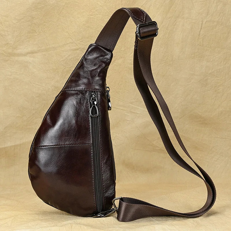 Soft Genuine Leather Men's Chest Pack-Chest Bags-Brown-Free Shipping Leatheretro