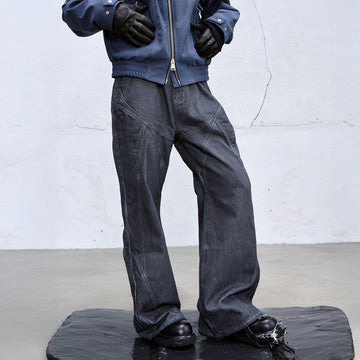 CATSSTAC Dyed Arc-Panel Wide-Leg Jeans-Jeans-Black-M-Free Shipping Leatheretro