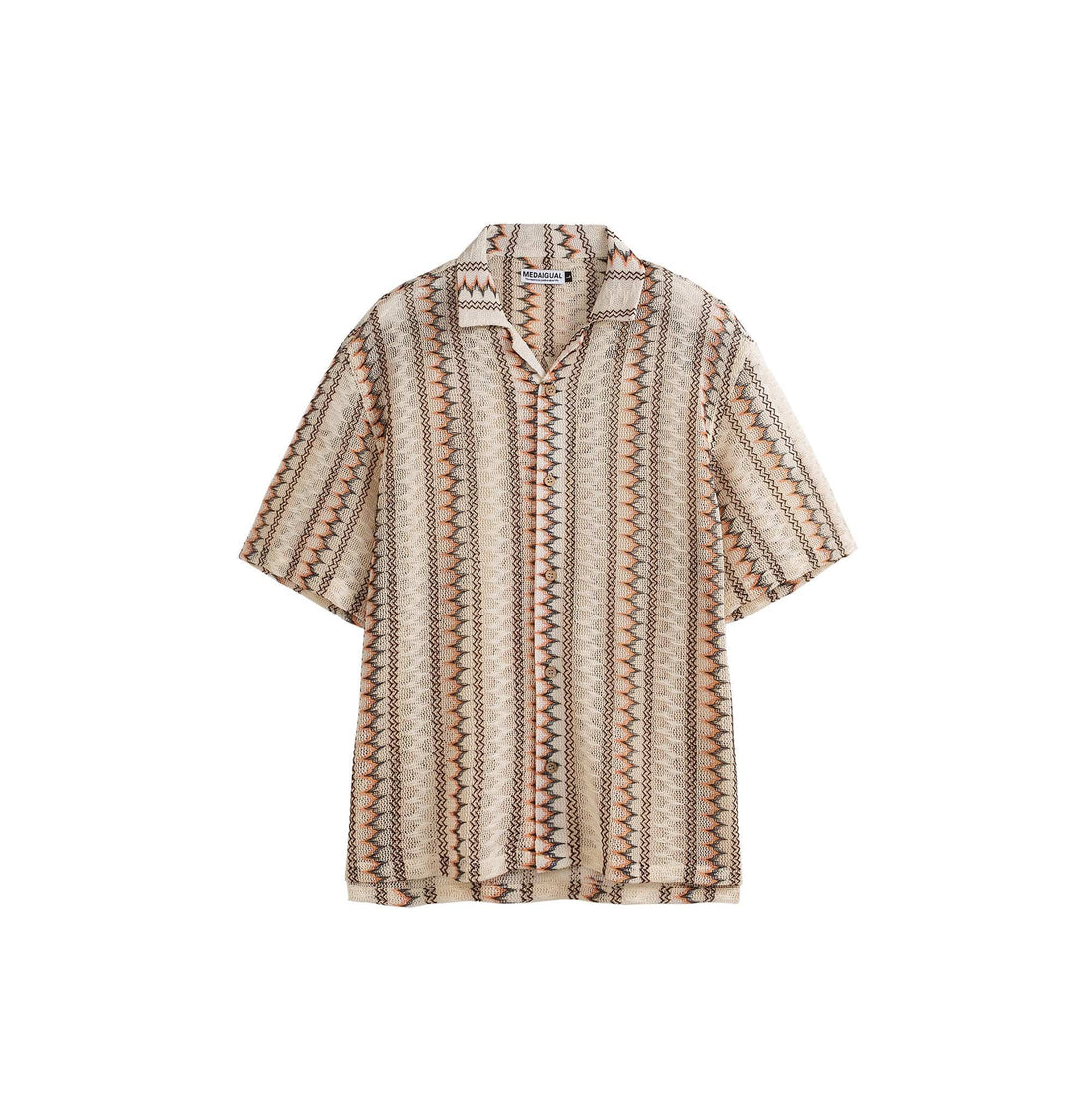 ME DA IGUAL Geometric Ripple Crochet Half Shirt-Shirt-M-Free Shipping Leatheretro