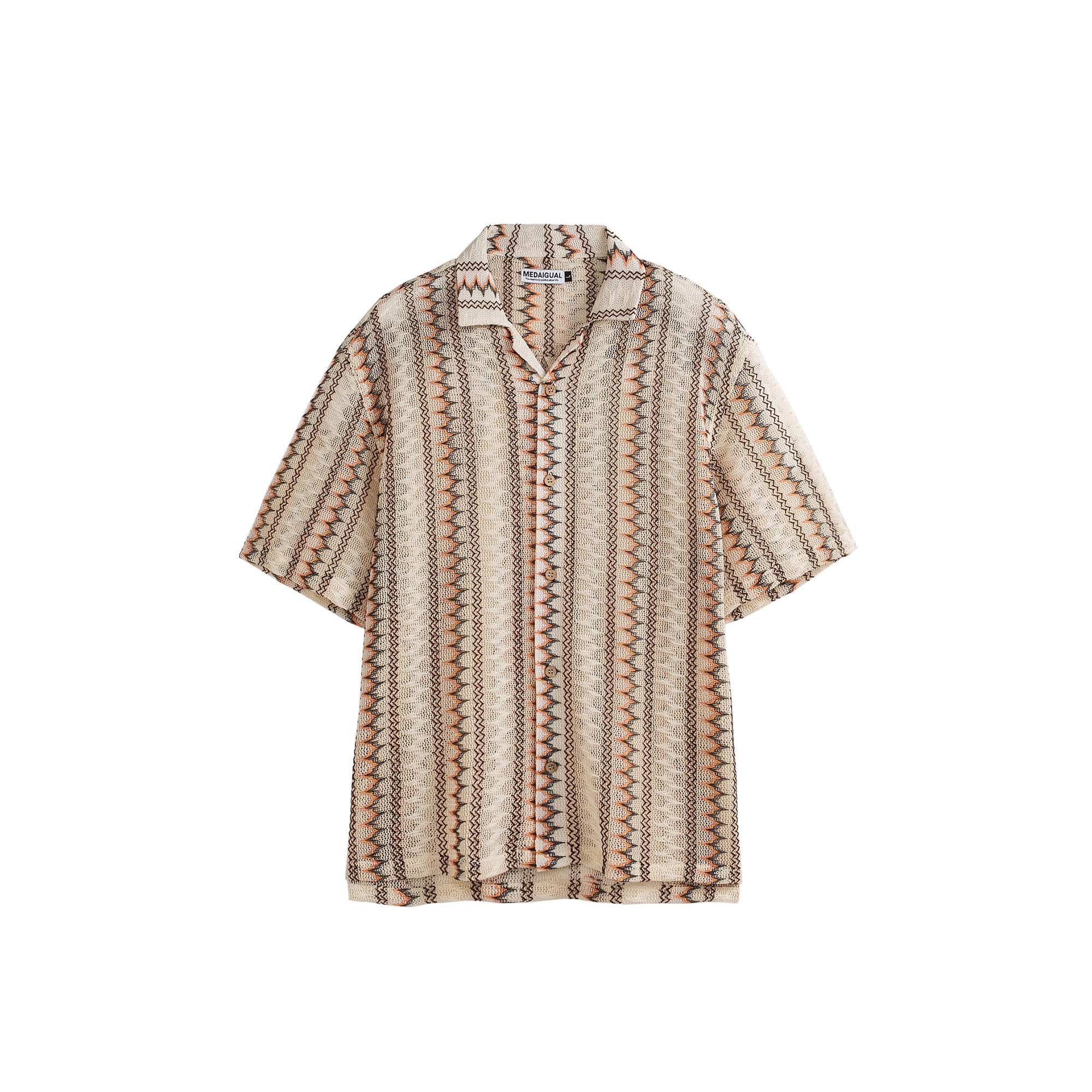 ME DA IGUAL Geometric Ripple Crochet Half Shirt-Shirt-M-Free Shipping Leatheretro