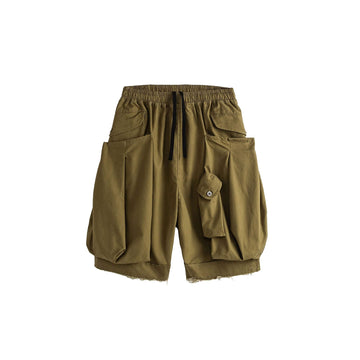 ME DA IGUAL Multi-Pocket Raw Hem Utility Balloon Shorts-Shorts-M-Free Shipping Leatheretro