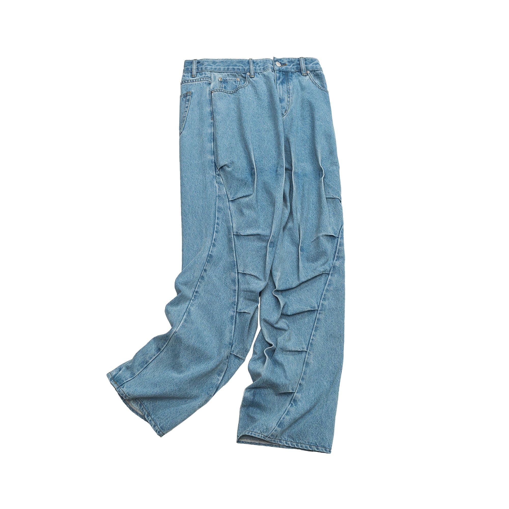 ME DA IGUAL Deconstructed Washed Ruched Jeans-Jeans-M-Free Shipping Leatheretro