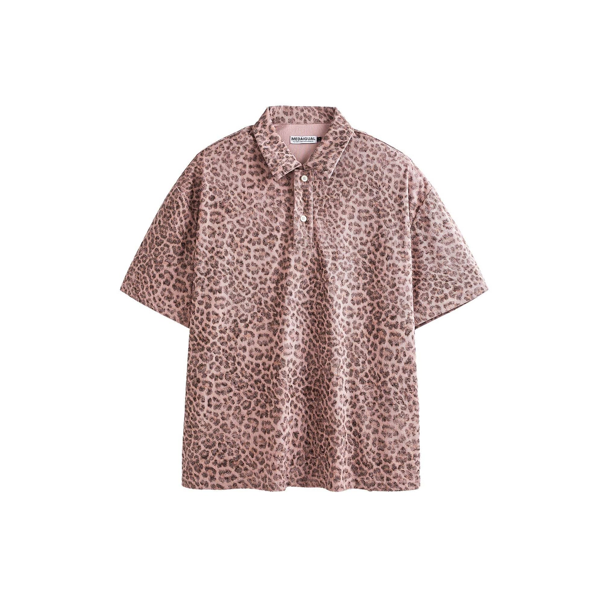 ME DA IGUAL Fuzzy Leopard Polo T-Shirt-T Shirt-M-Free Shipping Leatheretro