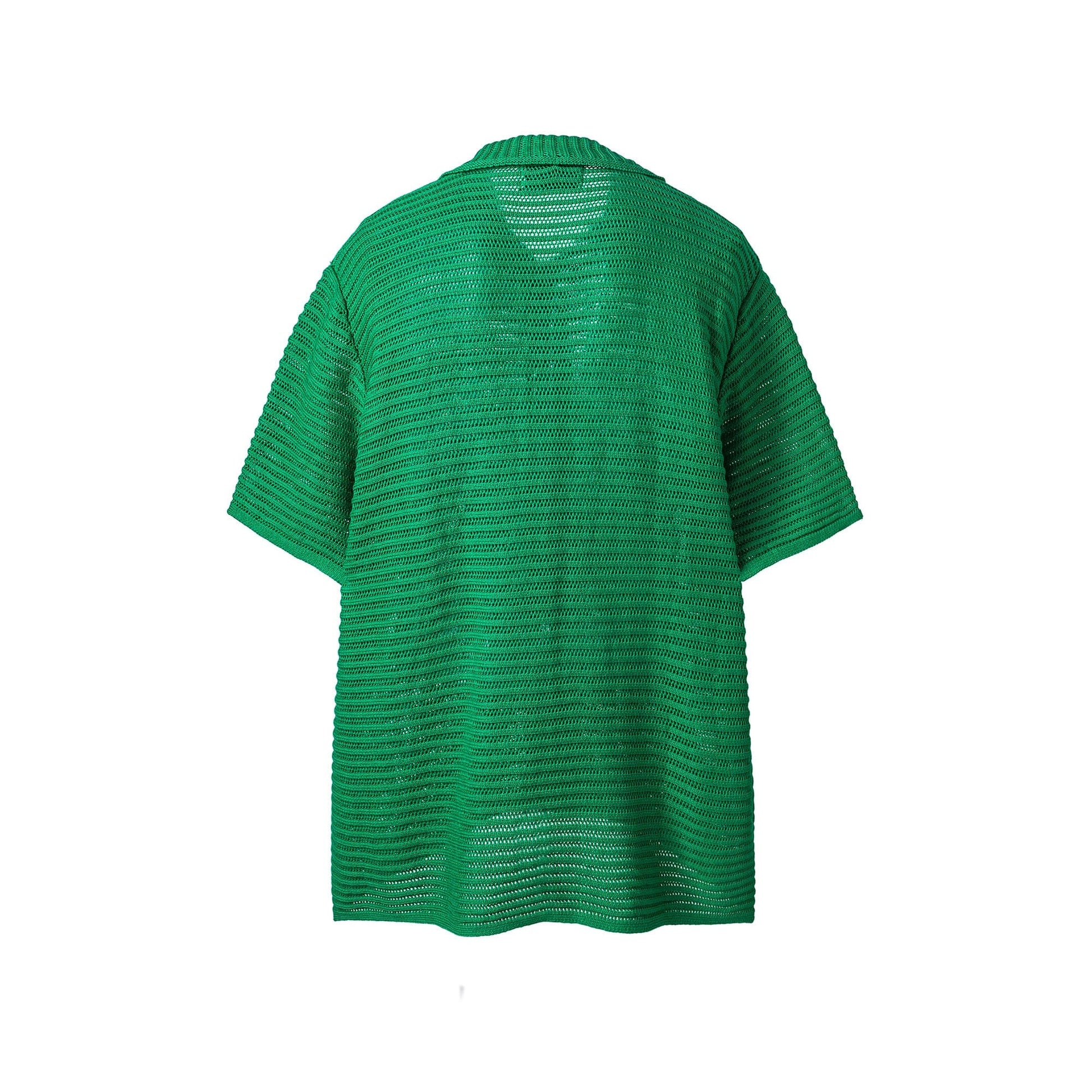 ME DA IGUAL Essential Striped Mesh Button-Up Half Shirt-Half shirt-M-Free Shipping Leatheretro