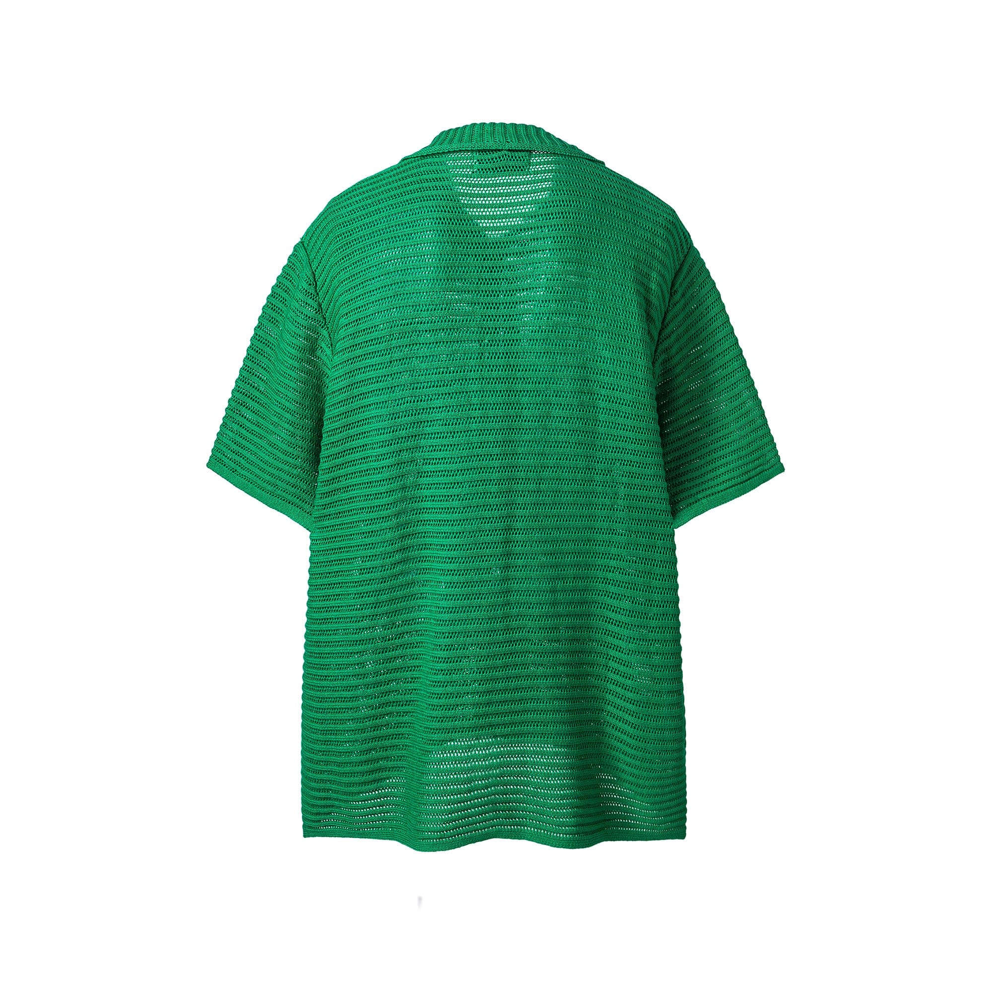 ME DA IGUAL Essential Striped Mesh Button-Up Half Shirt-Half shirt-M-Free Shipping Leatheretro