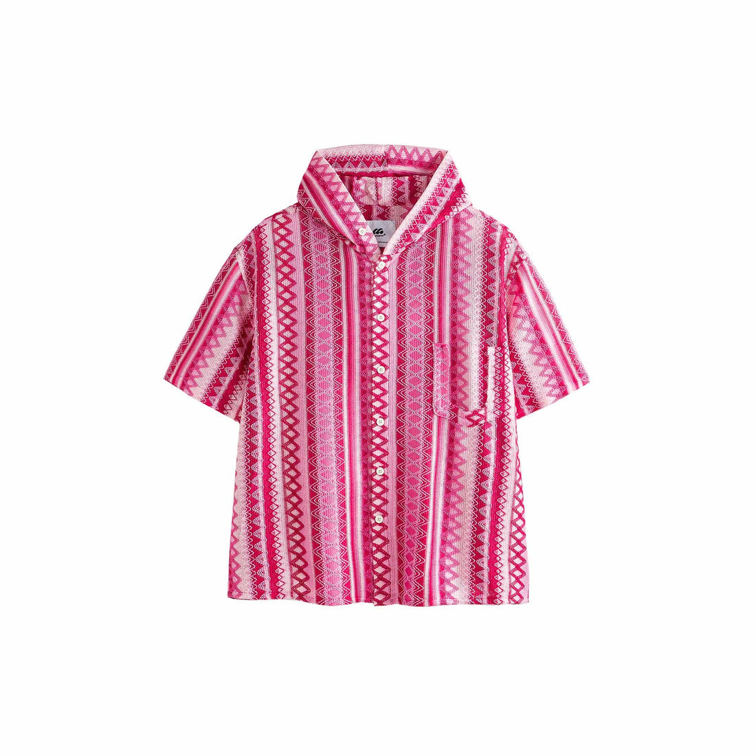 ME DA IGUAL Ethnic Stripe Textured Hooded Half Shirt-Shirt-M-Free Shipping Leatheretro