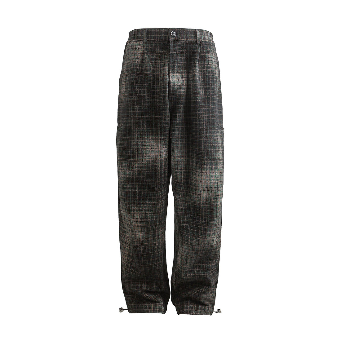 ME DA IGUAL Washed Plaid Tapered Drawstring-Hem Pants-Pants-M-Free Shipping Leatheretro