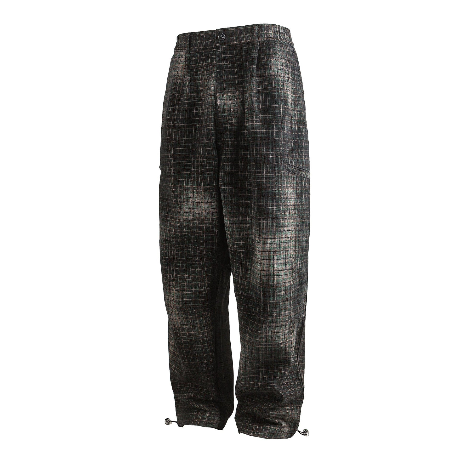 ME DA IGUAL Washed Plaid Tapered Drawstring-Hem Pants-Pants-M-Free Shipping Leatheretro