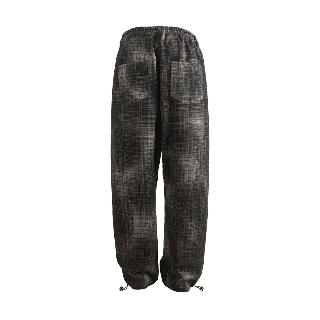 ME DA IGUAL Washed Plaid Tapered Drawstring-Hem Pants-Pants-M-Free Shipping Leatheretro