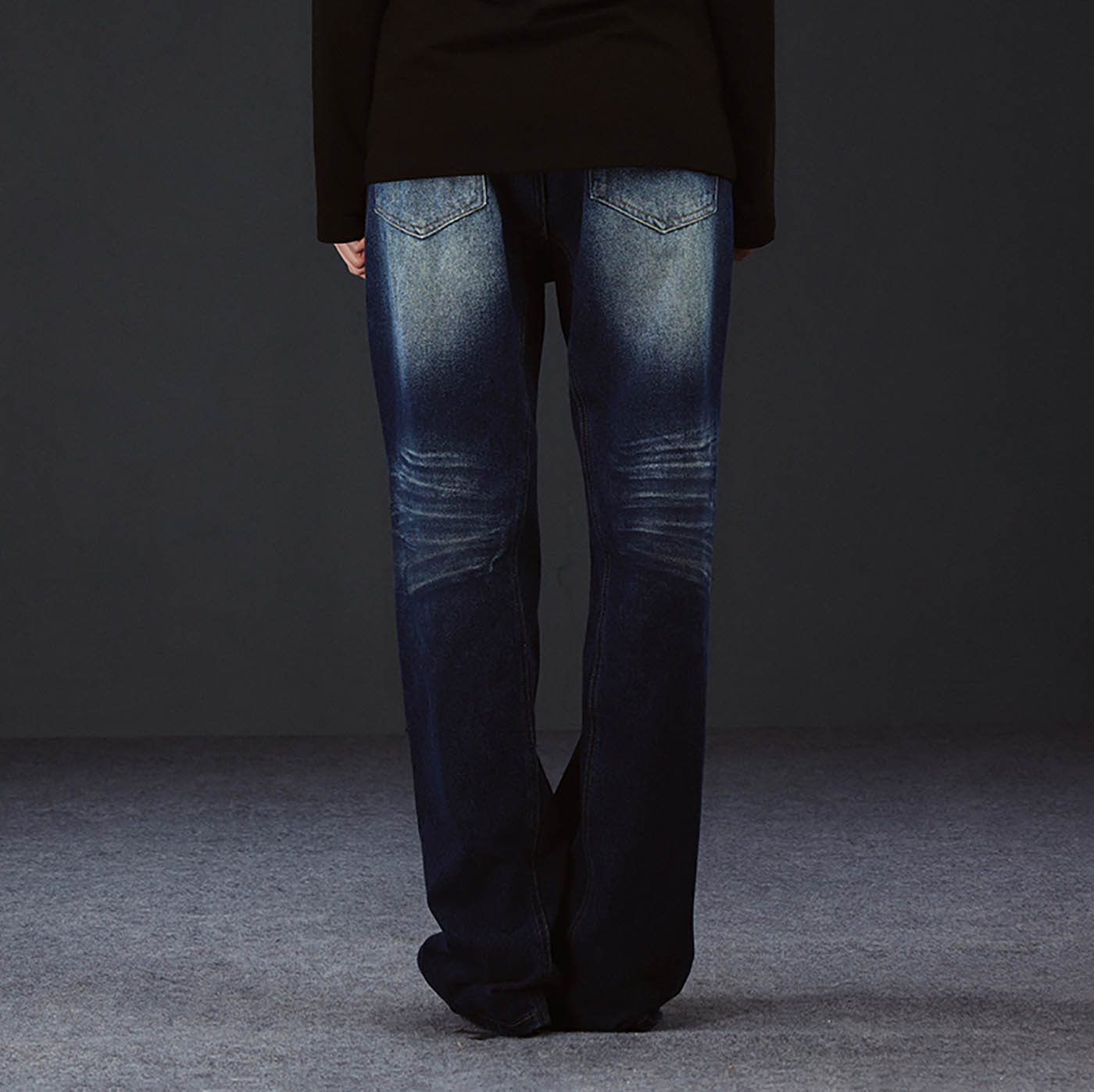 ARTIFICIAL WORLD Crinkled Straight-Leg Washed Jeans-Jeans-XS-Brown-Free Shipping Leatheretro