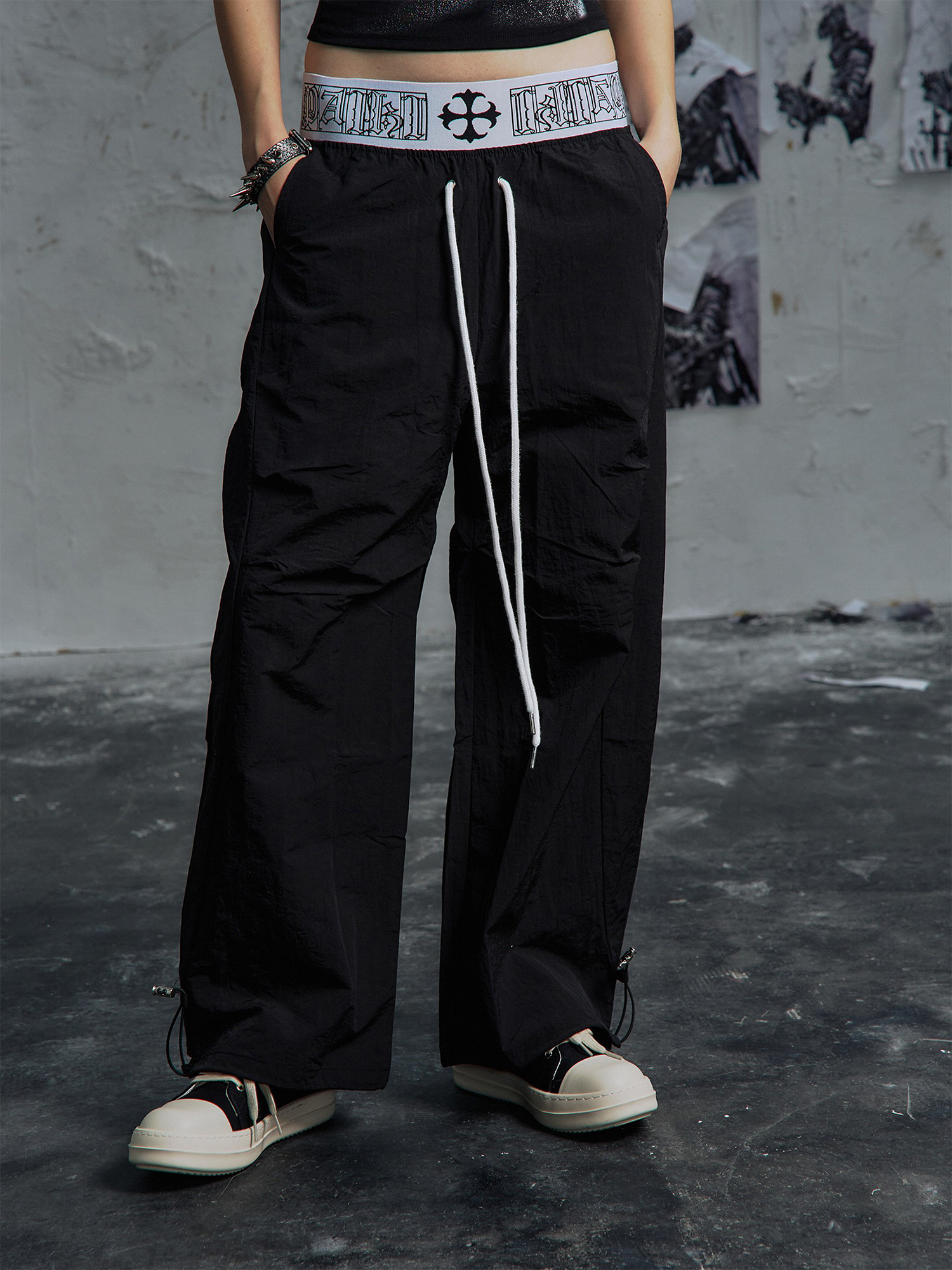 PAIKI Double-Waist Parachute Curved Pants-Pants-S / 28"-Gray-Free Shipping Leatheretro