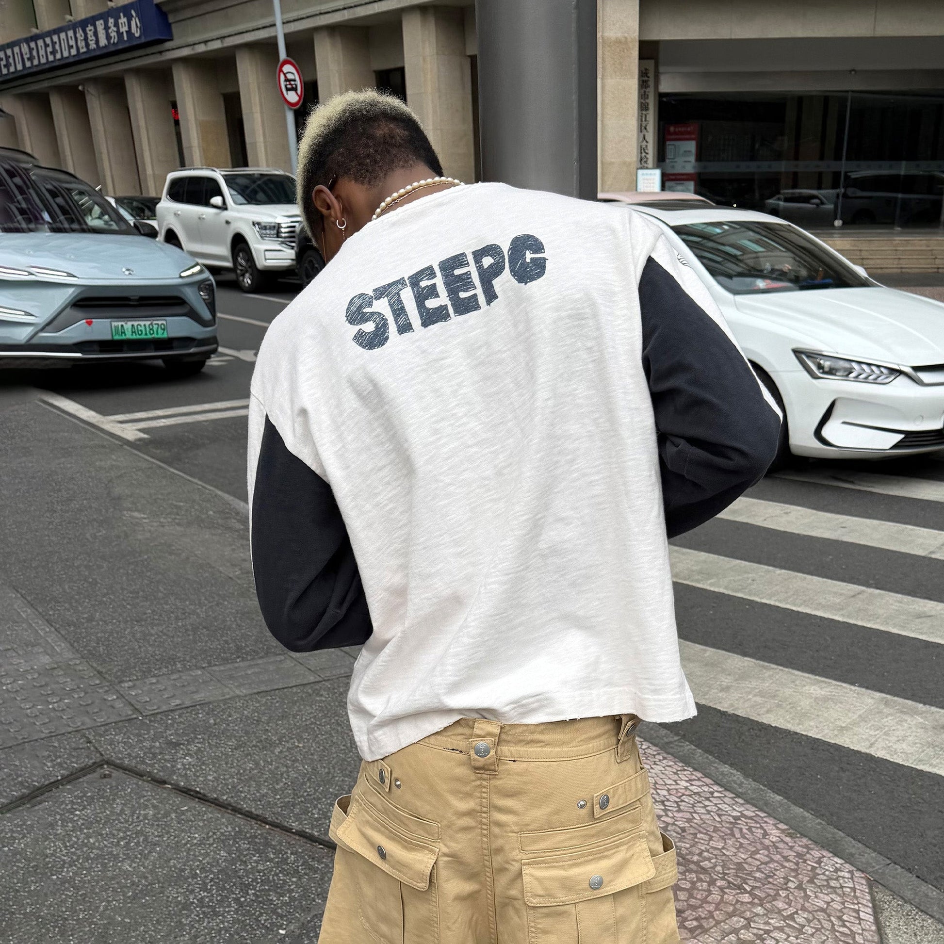 STEEPC Graphic Panel Long Sleeve Tee-L/S Tee-S-Free Shipping Leatheretro