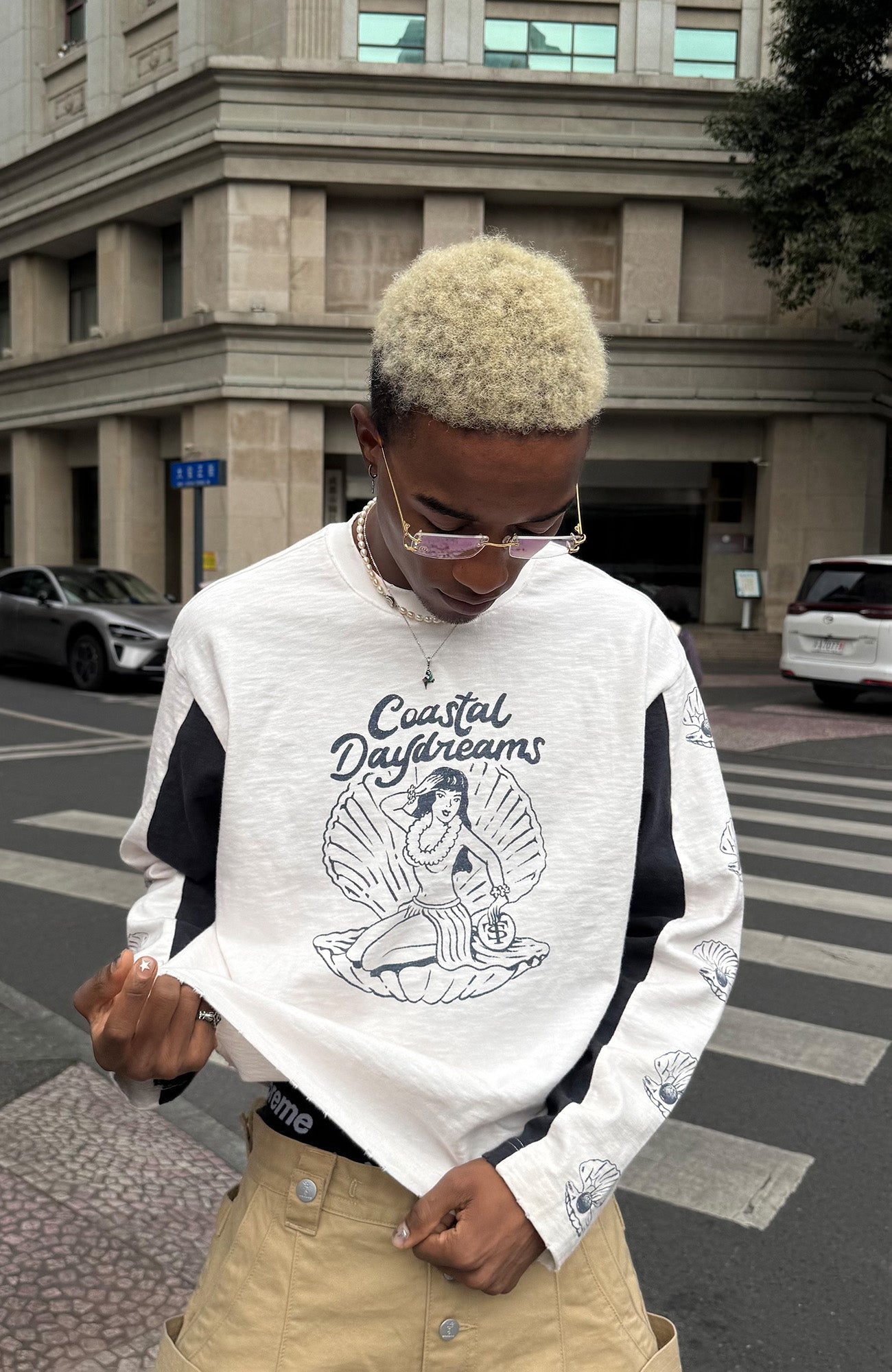 STEEPC Graphic Panel Long Sleeve Tee-L/S Tee-S-Free Shipping Leatheretro