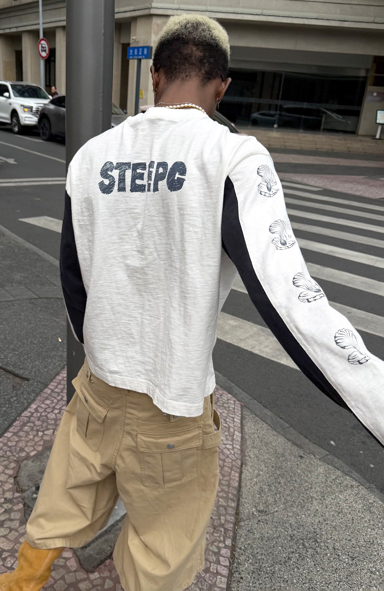 STEEPC Graphic Panel Long Sleeve Tee-L/S Tee-S-Free Shipping Leatheretro