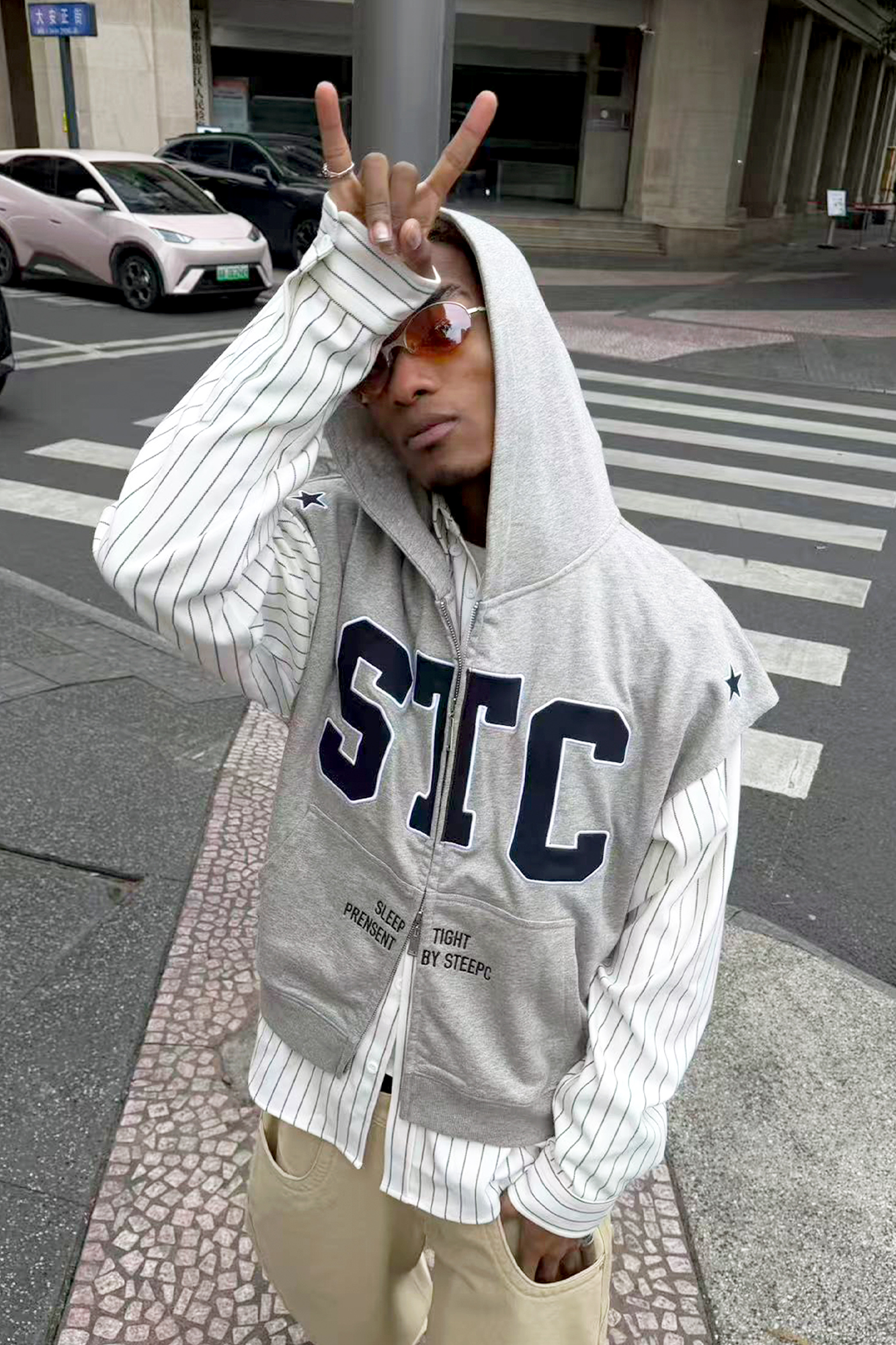 STEEPC Hooded Zip-Up Sweat Vest-Vest-S (1)-Free Shipping Leatheretro