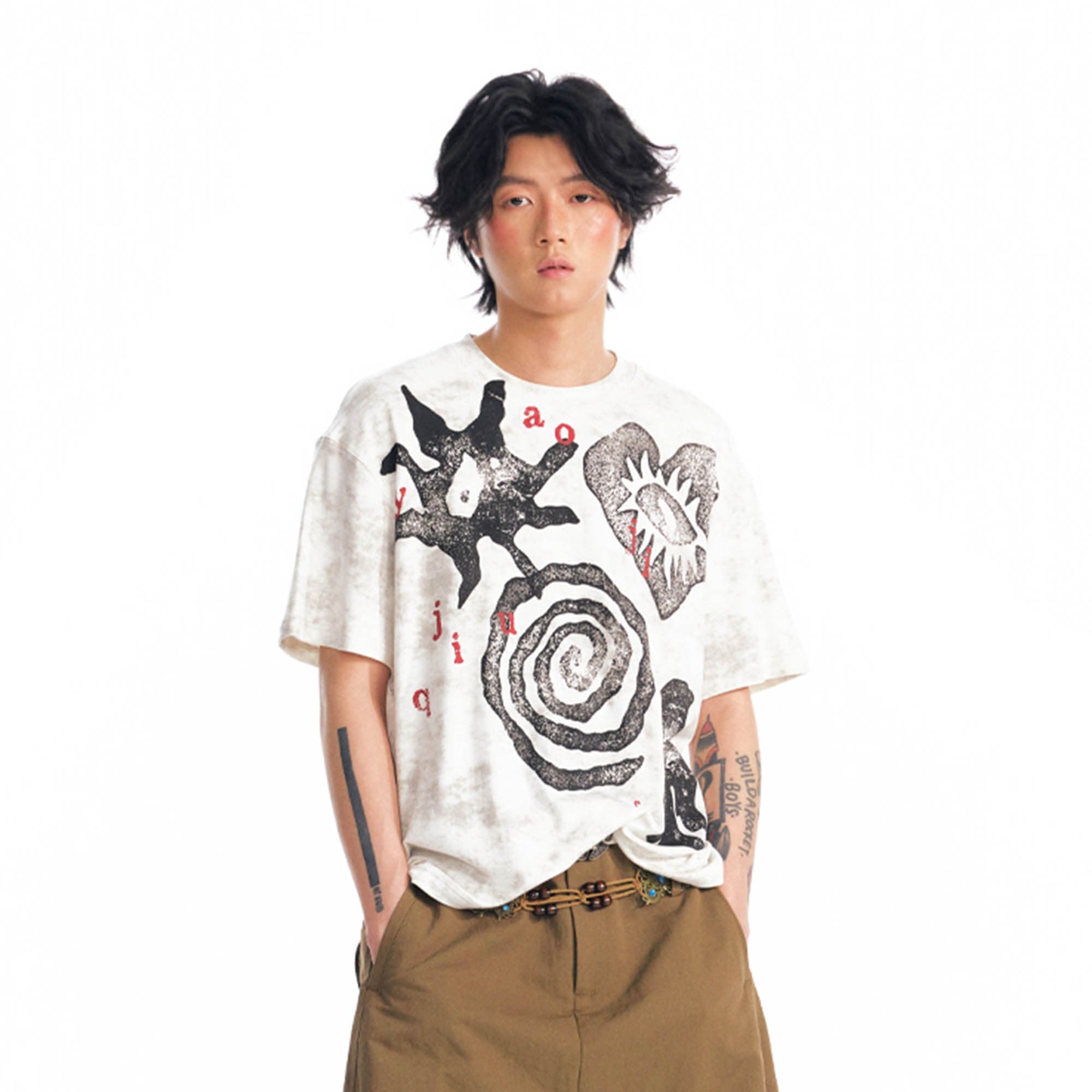 1997 POSTOFFICE Distressed Tribal Graphics T-Shirt-T Shirt-S-Black-Free Shipping Leatheretro