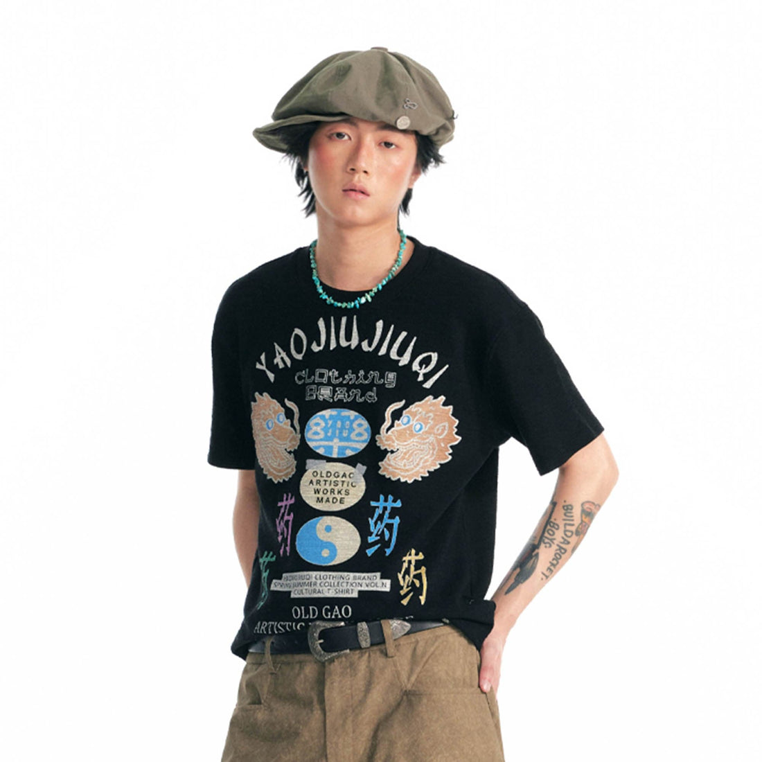 1997 POSTOFFICE Twin Dragon Graphic T-Shirt-T Shirt-S-White-Free Shipping Leatheretro